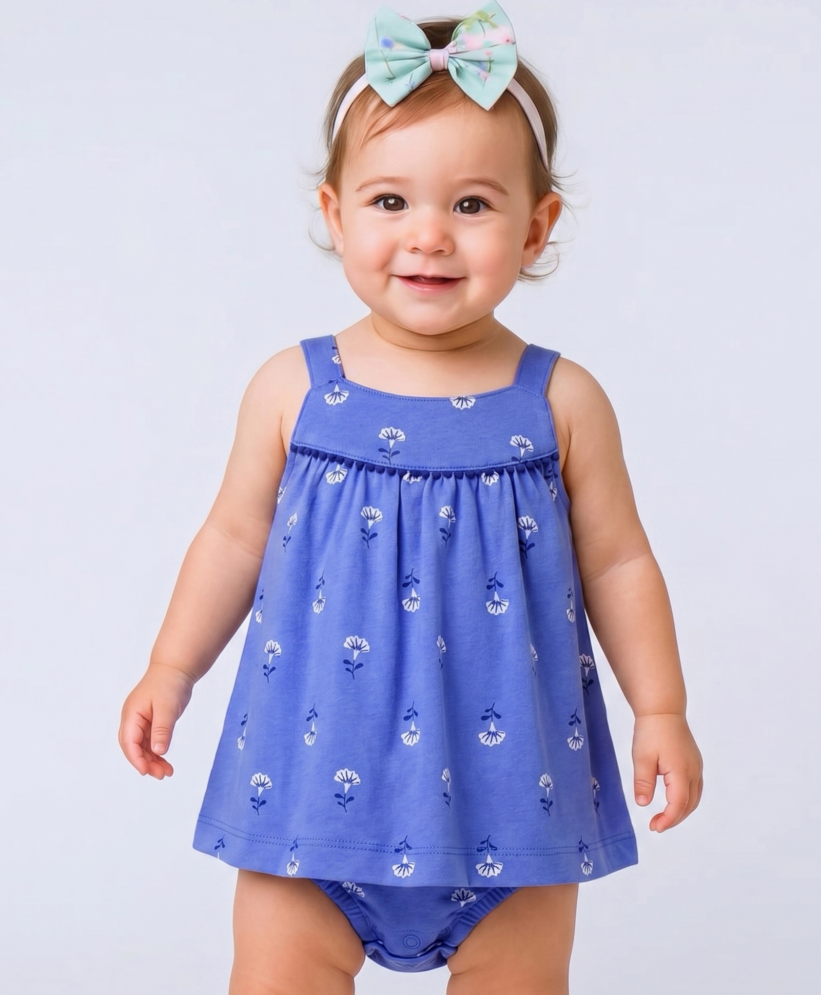 Carters Baby Floral Tank Sunsuit - Blue-image-10