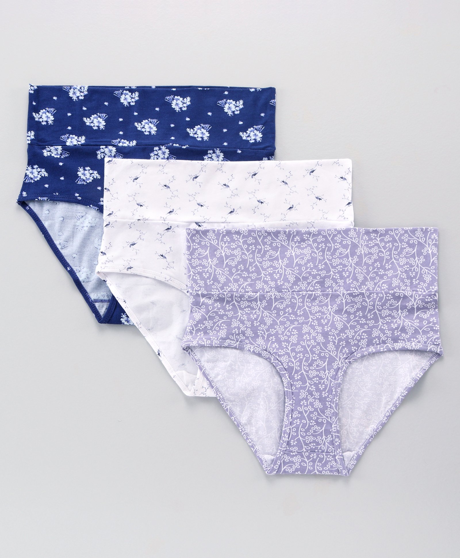 Bella Mama Ecojiva Finish Panties Striped & Dots Print Pack of 3 - Grey White Blue-image-43