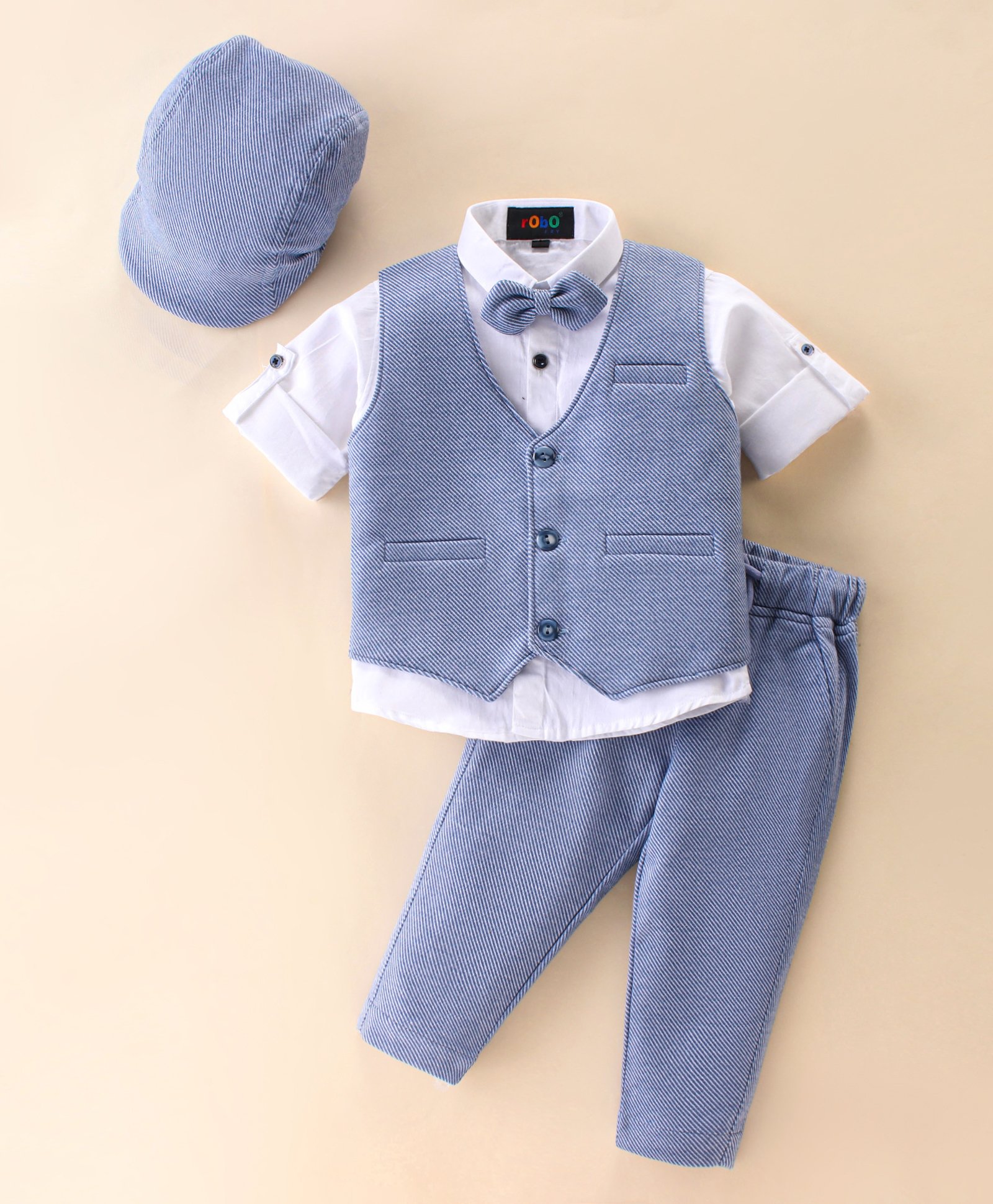 Robo Fry Full Sleeves Party Suit Solid - Blue-image-9