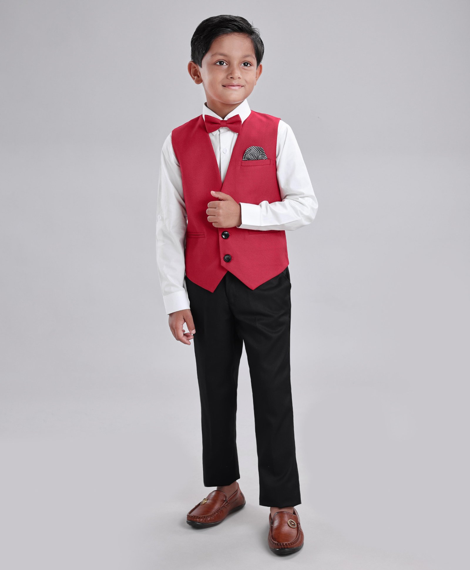 Robo Fry Full Sleeves Solid Color Party Suits - Red-image-18