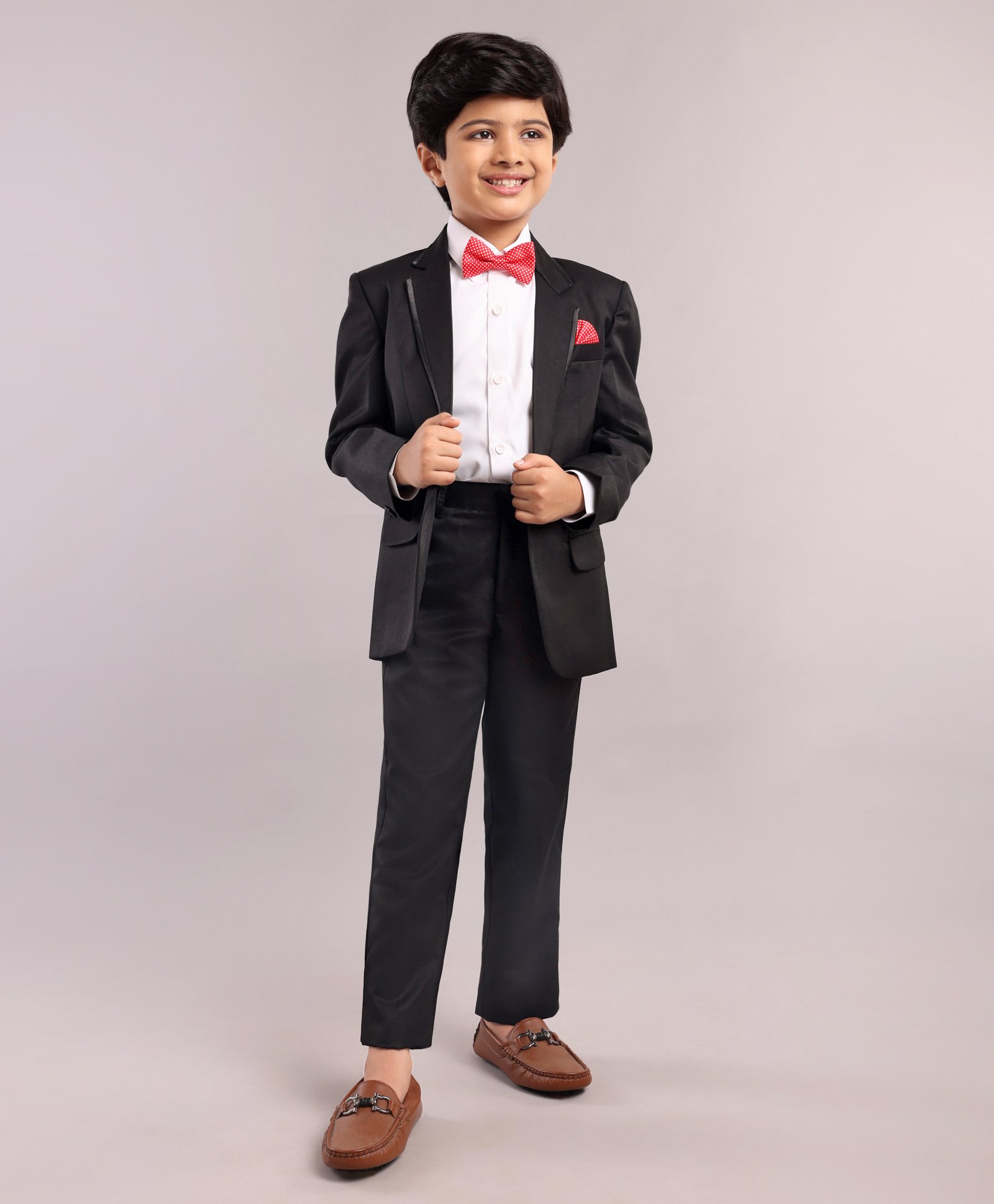 Robo Fry Full Sleeves Solid Party Suit with Bow Tie - Black-picture-25
