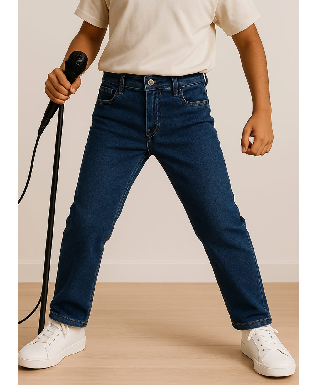 Tales & Stories Full Length Washed Button Down Jeans - Blue-picture-12