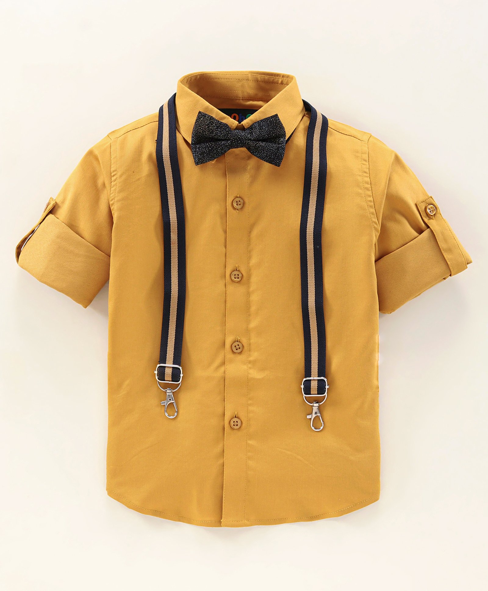 Robo Fry Cotton Woven Full Sleeves Shirt With Bow - Yellow-image-24