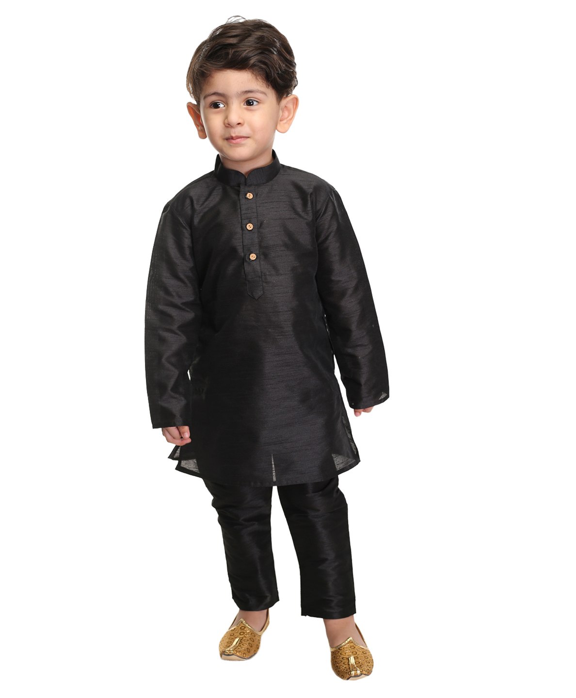 VASTRAMAY SISHU Full Sleeves Solid Front Button Closure Kurta & Pajama Set - Black-picture-39