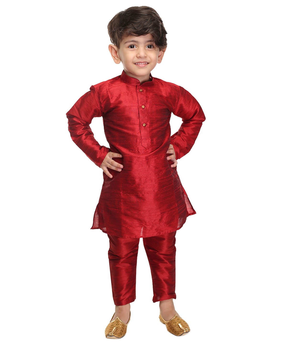VASTRAMAY SISHU Full Sleeves Solid Front Button Closure Kurta & Pajama Set - Maroon-picture-40