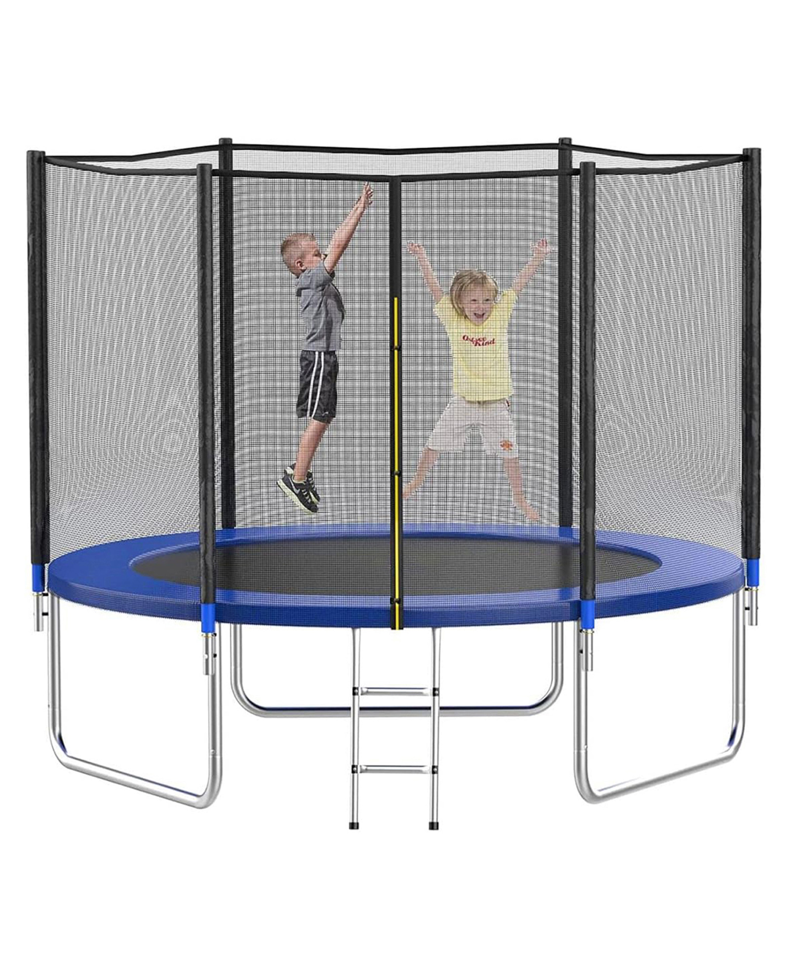 REZNOR Heavy Duty Jumping Mat Indoor/Outdoor Trampoline with Enclosure Net and Spring Cover Padding - Blue-image-3