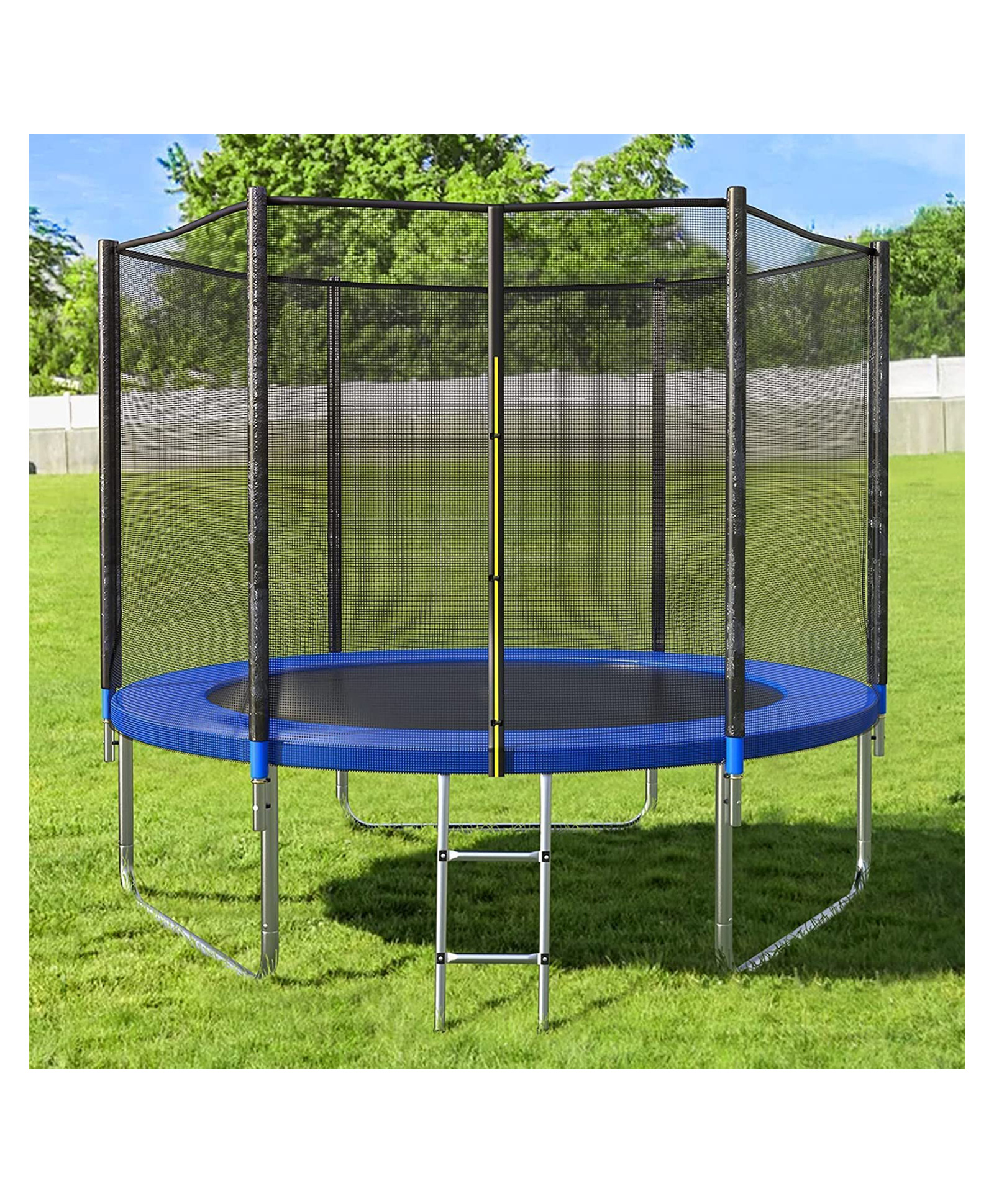 Reznor Heavy Duty Jumping Mat Indoor/Outdoor Trampoline with Enclosure Net and Spring Cover Padding - Blue-picture-25