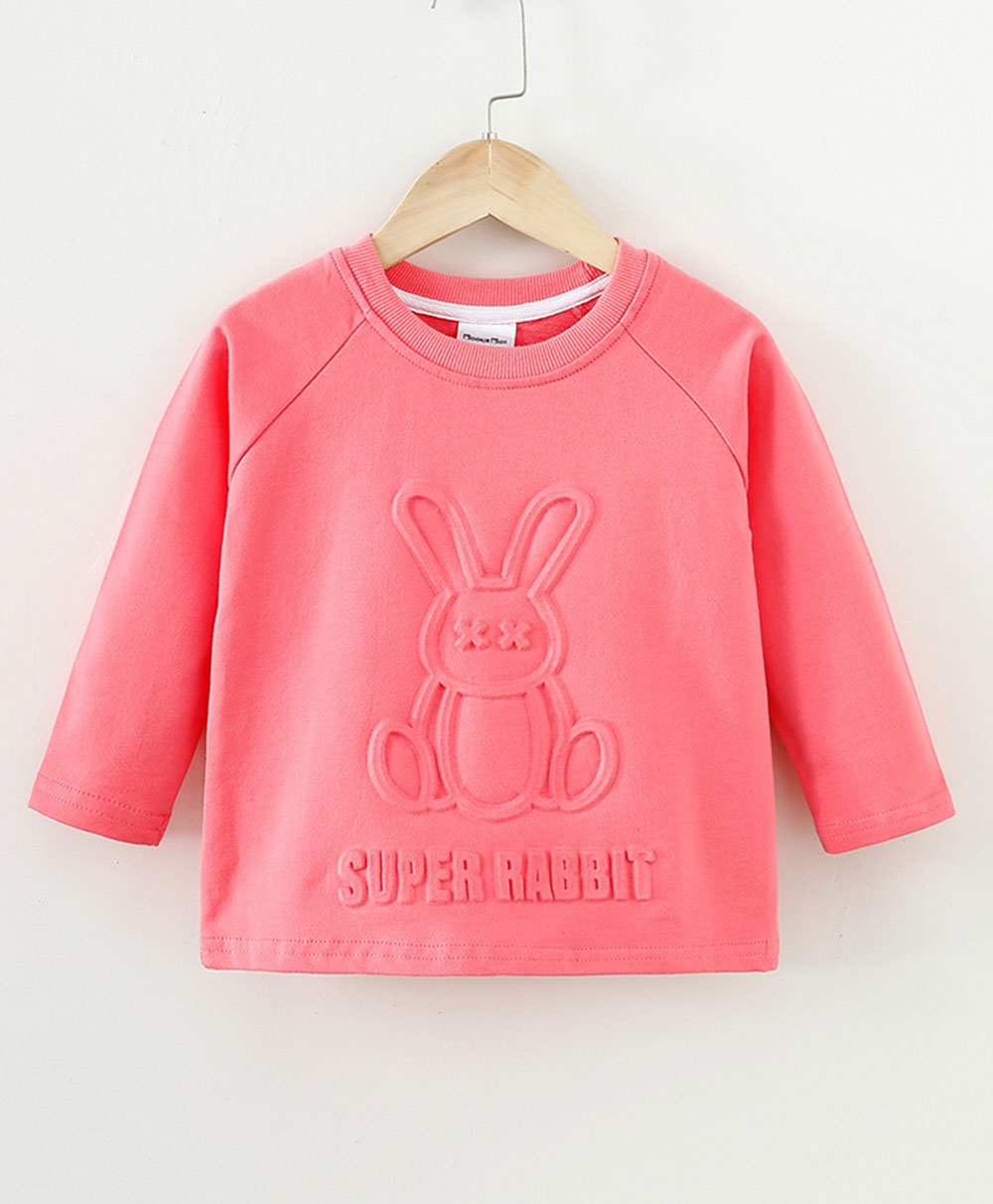 Kookie Kids Full Sleeves Sweatshirt Bunny & Text Applique - Pink-image-24
