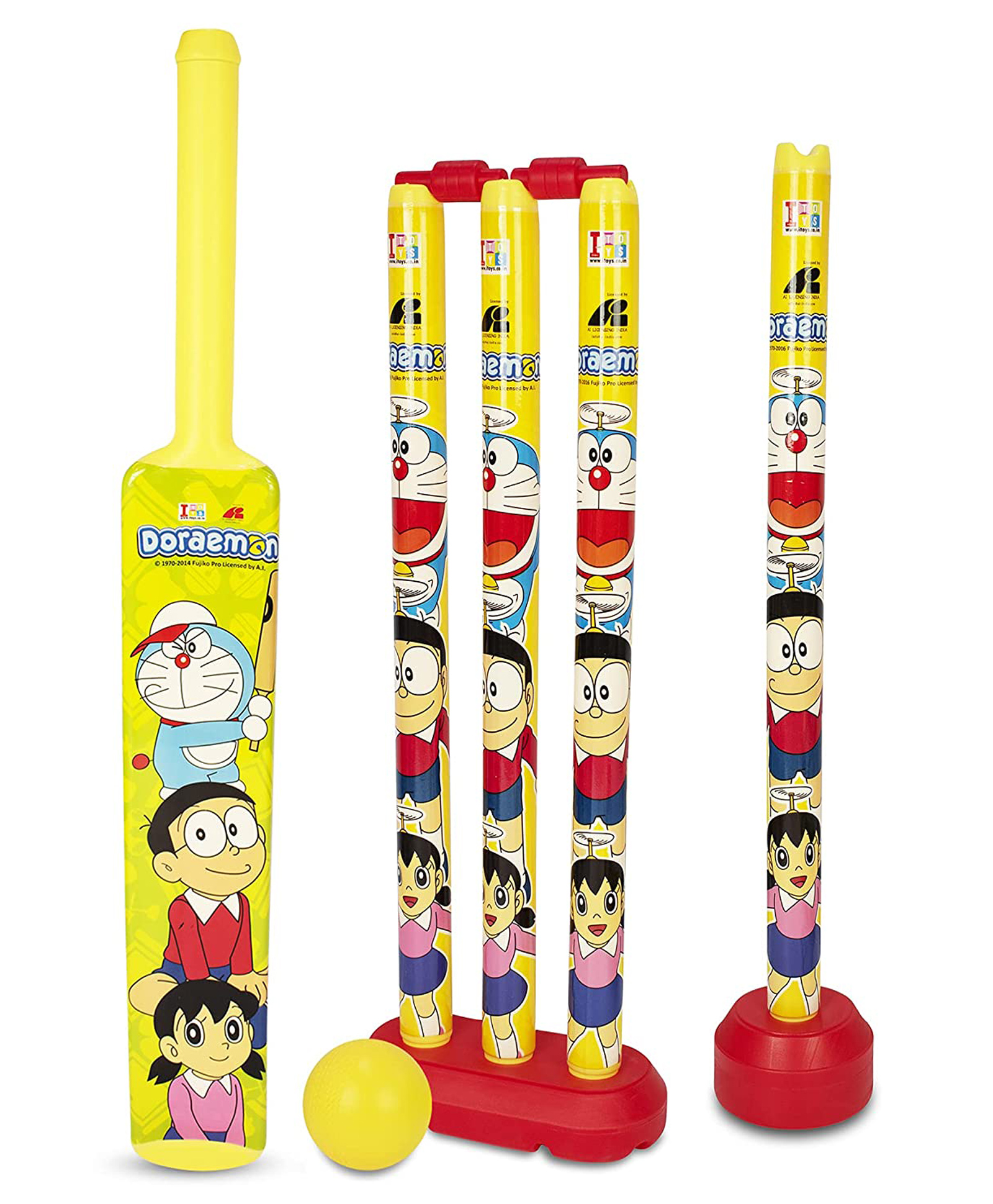 Muren Doraemon 4 Wicket Cricket Set With One Ball Outdoor Bat Ball Set For Kids- Multicolor-image-29