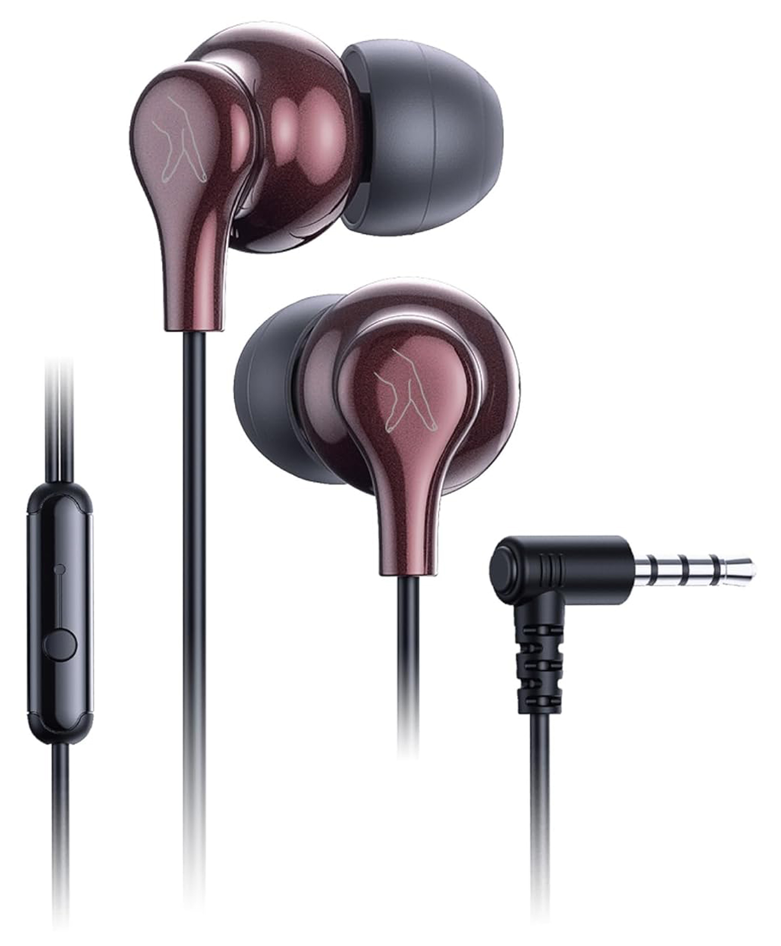 Fingers SoundBoss Wired in Ear Earphone with Mic Sturdy Cable and L-pin Connector - Burgandy-image-48