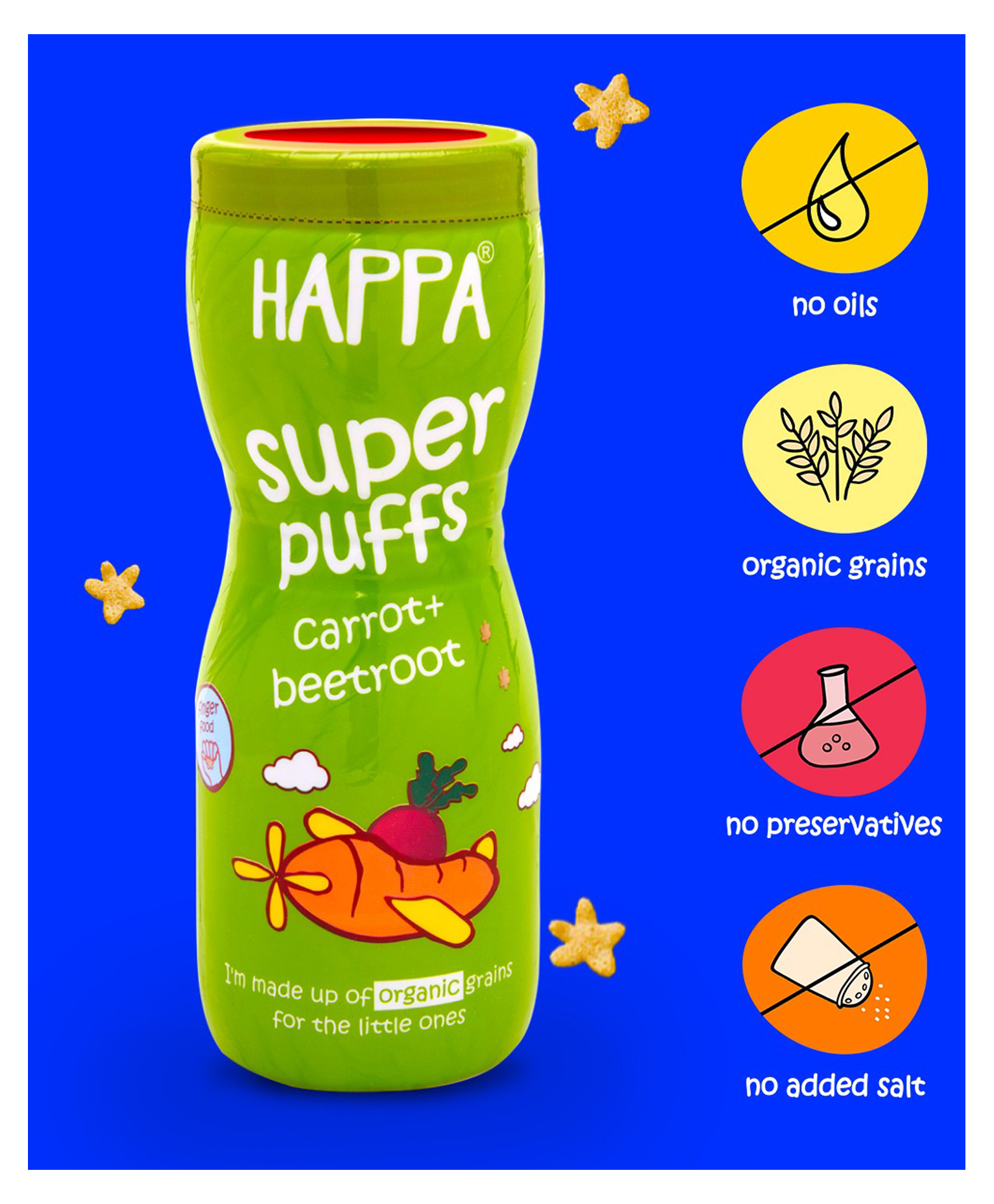 Happa Organic Multigrain Carrot & Beetroot Melts Super Puffs - 40 gm-image-11