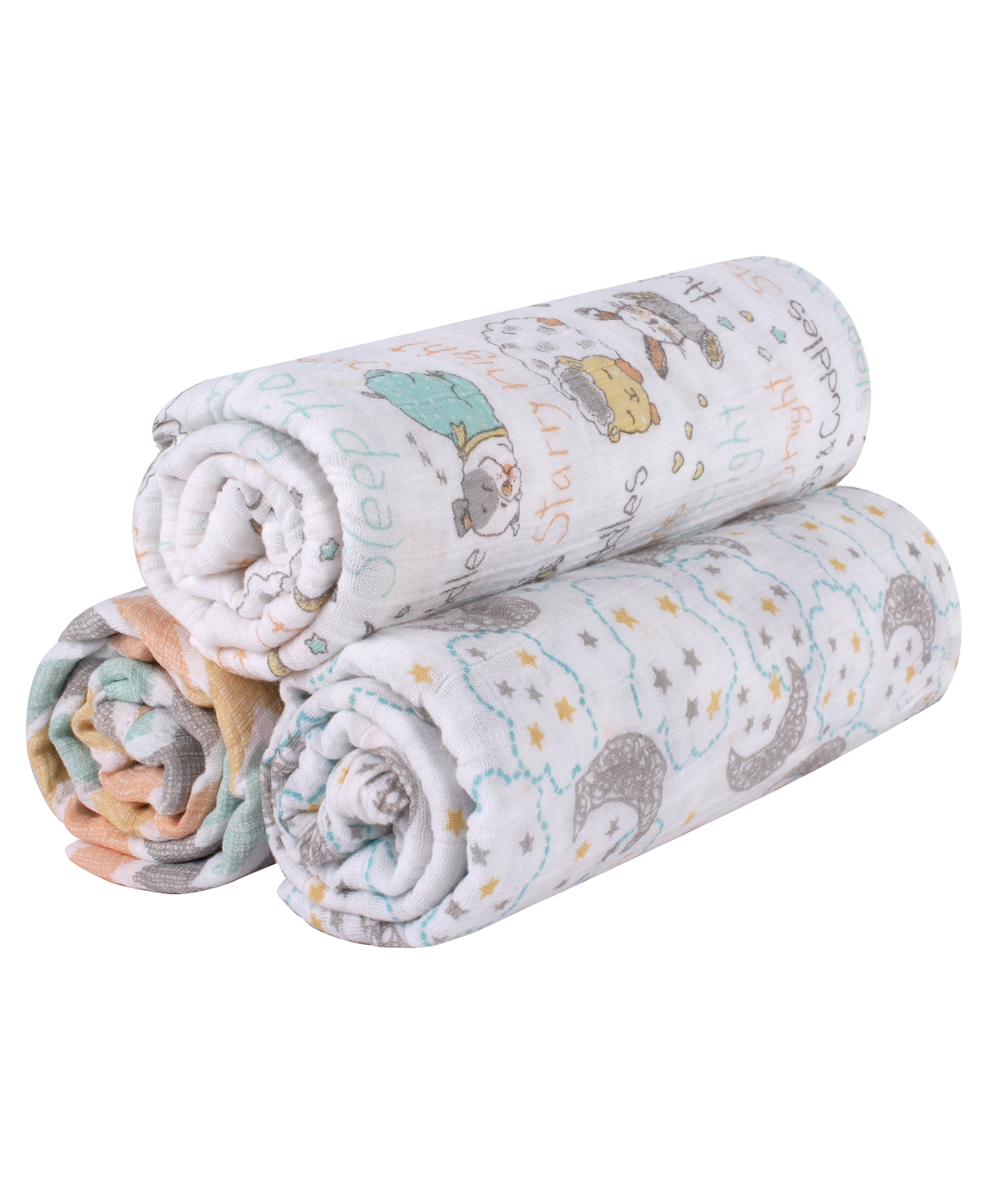 Abracadabra Cotton Muslin Swaddle for Newborns Sleepy Friends Pack of 3 - Multicolor-image-18