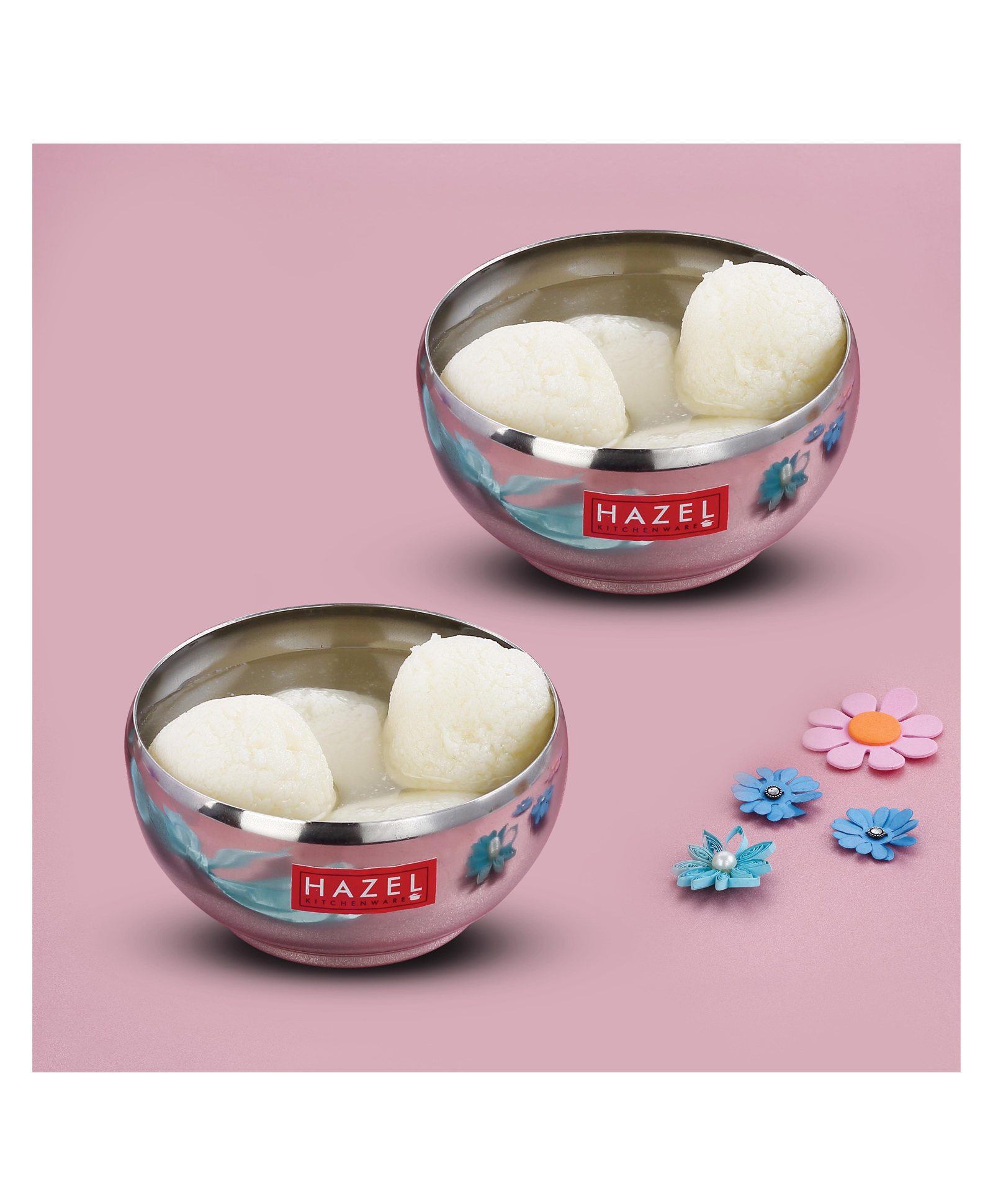HAZEL Stainless Steel Serving Bowl for Dessert Cereal Smoothie Steel Katori Pack of 2 Silver - 100 ml each-picture-13