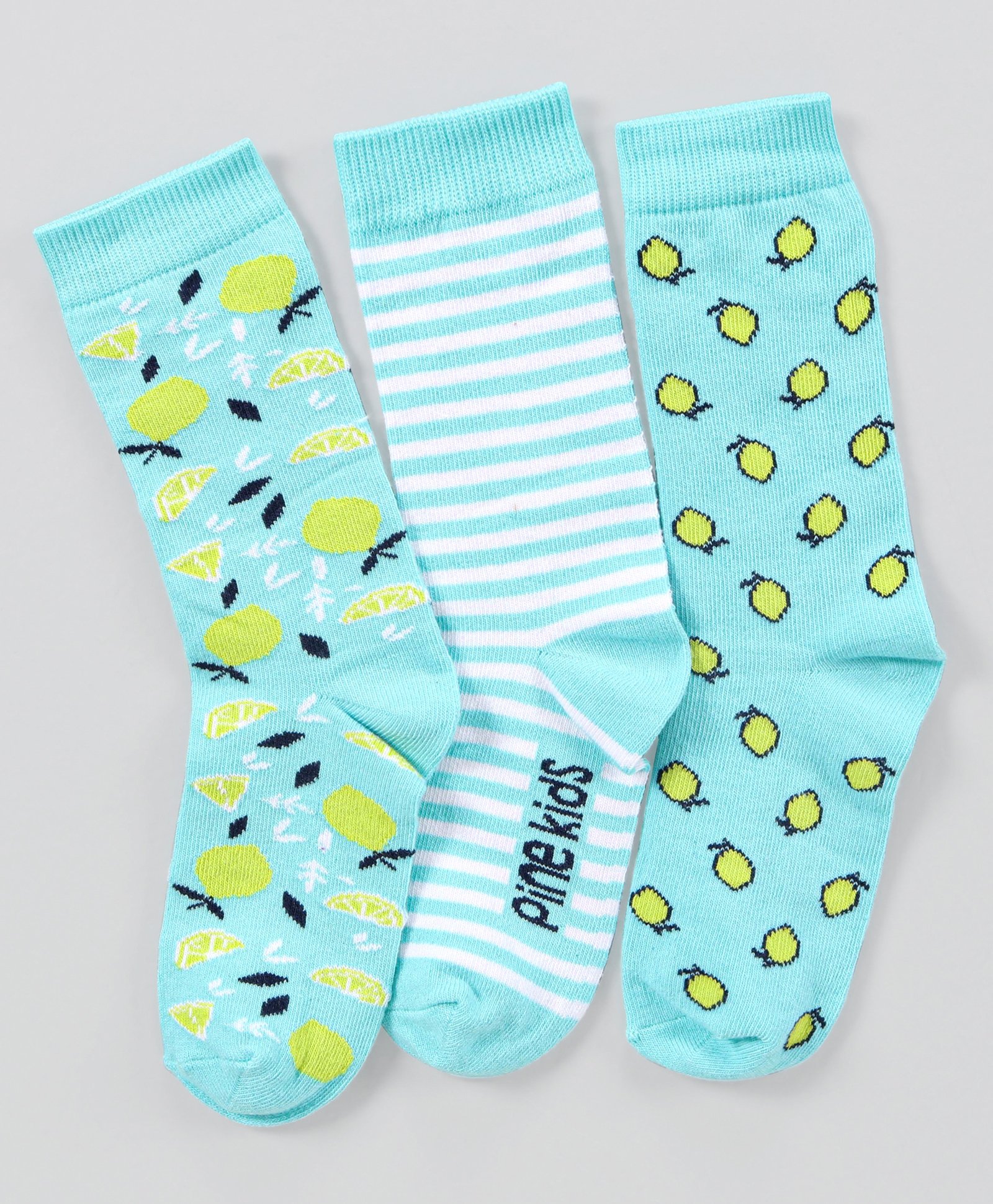 Pine Kids Antimicrobial Washed Mid Calf Length Socks Pack of 3 - Multicolour-image-48