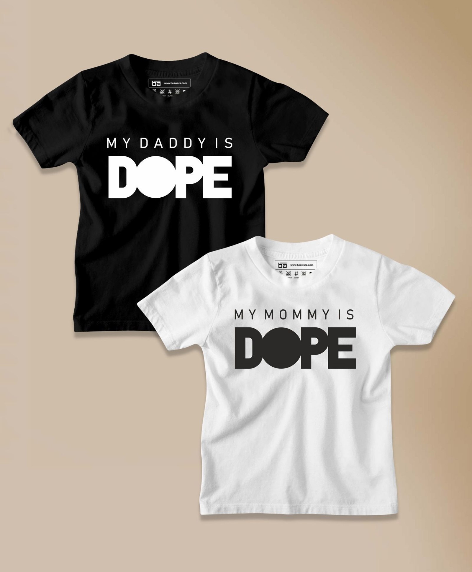 Be Awara Pack Of 2 Half Sleeves My Parents Are Dope Print Tees - Black & White-picture-2