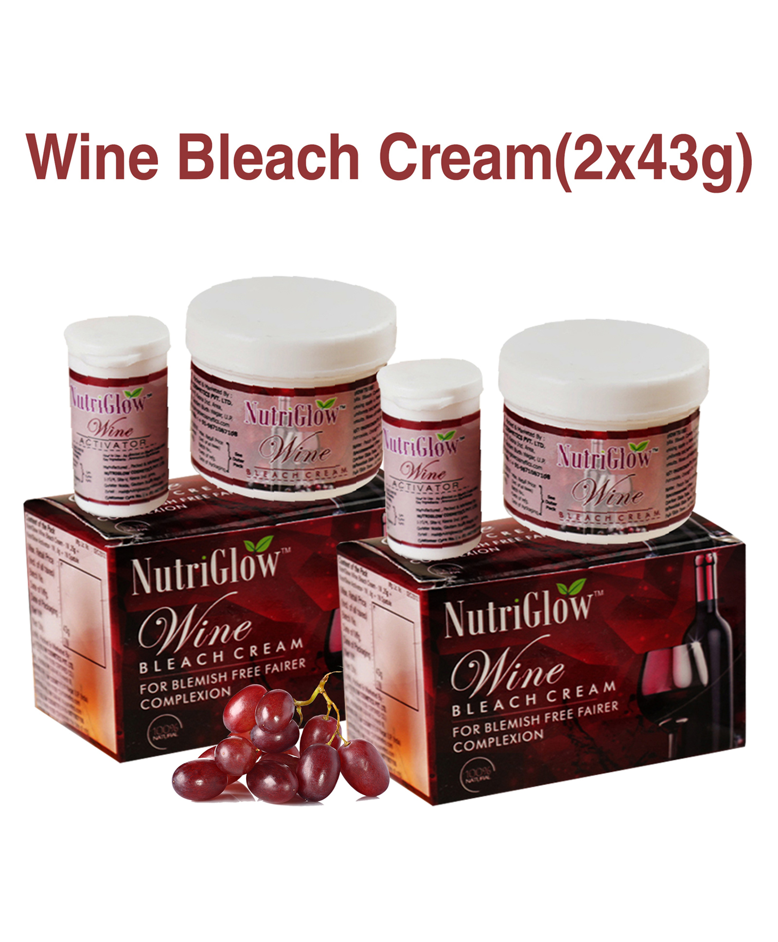 NutriGlow Wine Bleach Cream for Women Lighten Facial Hair Glowing Skin Dark  Spot Corrector Pack of 2 - 43 gm Each Online in India, Buy at Best Price  from  - 11718826