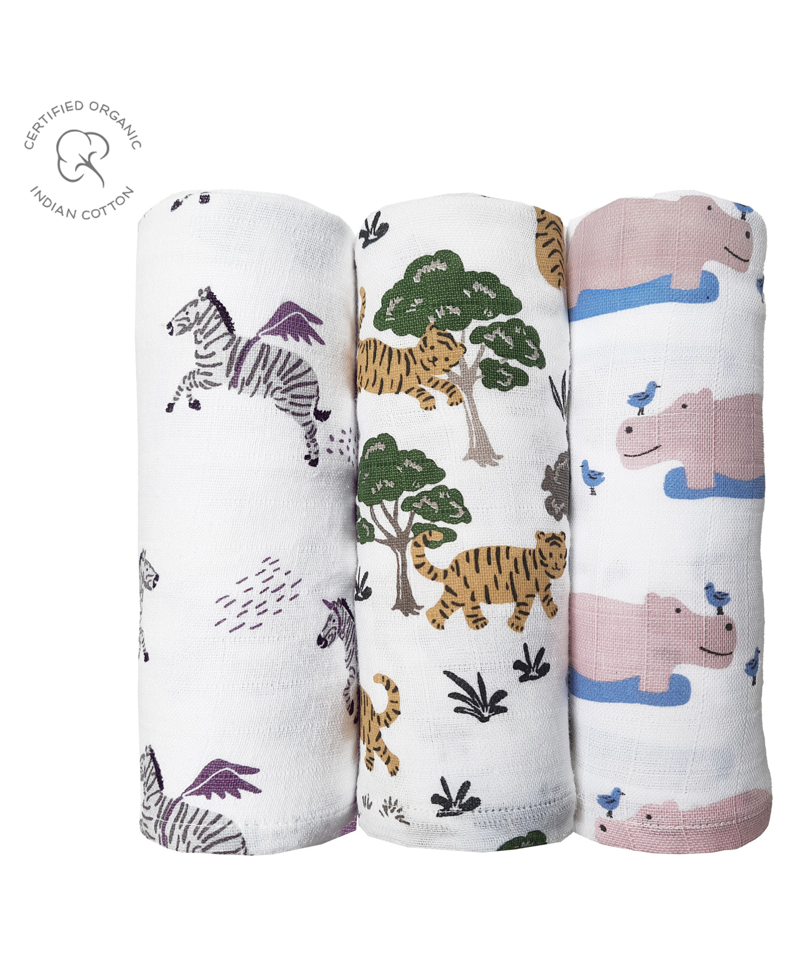 Masilo Organic Muslin Swaddles Pack of 3- Multicolor-image-14