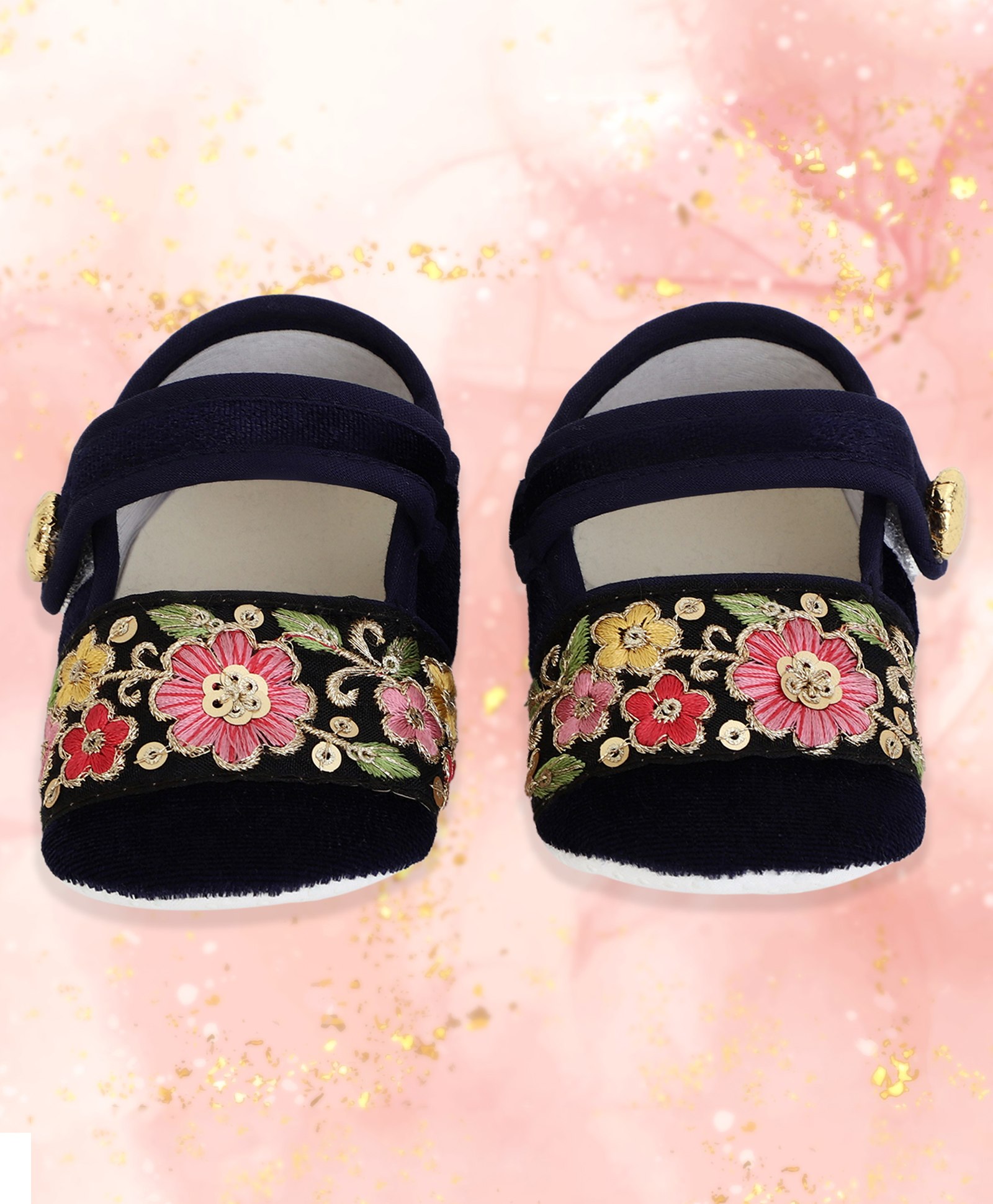 Coco Candy Floral Embroiderd Lace Embellished Booties - Blue-picture-11