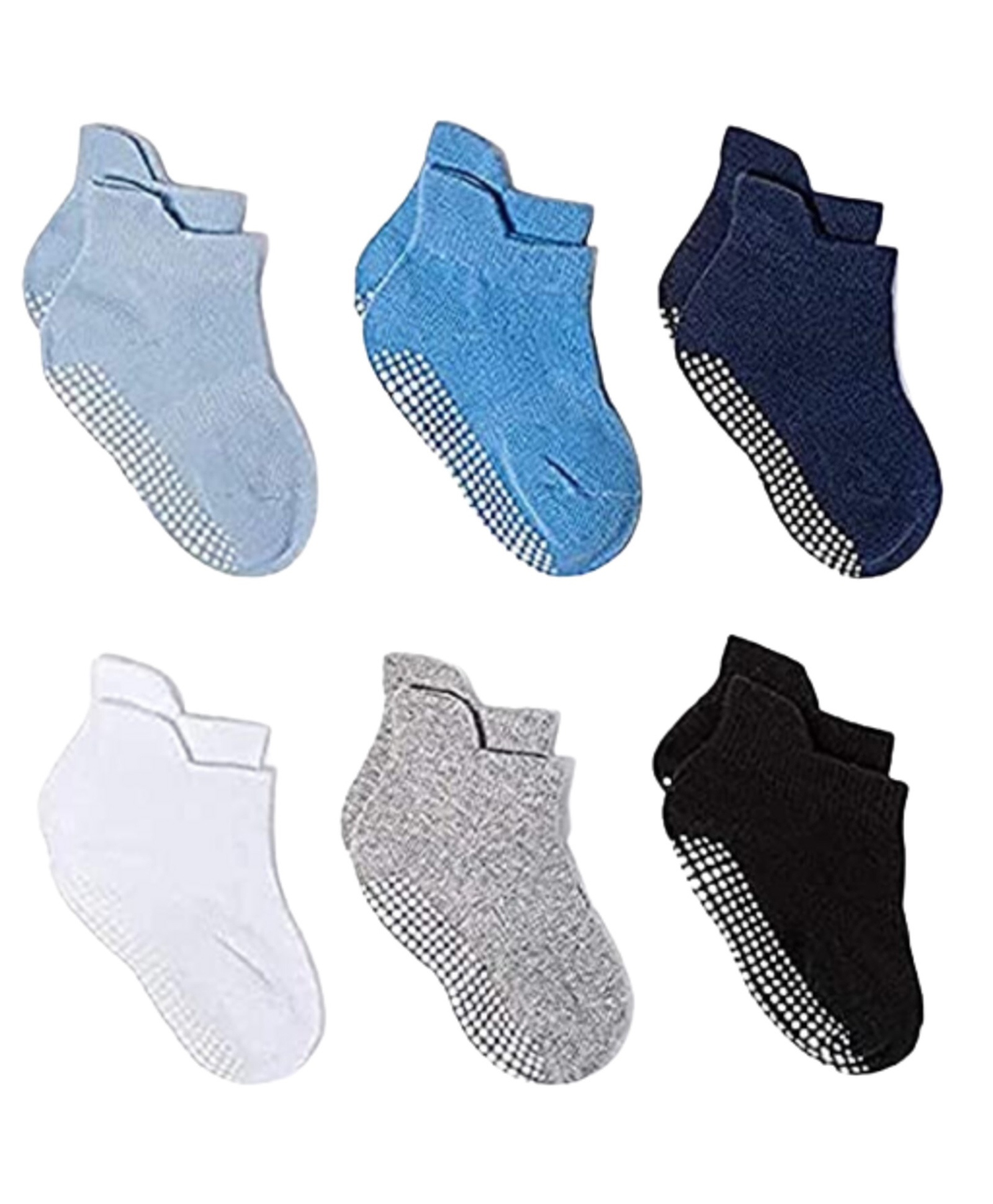 MOMISY Cotton Ankle Length Anti Slip Trainer Socks  Solid  Pack of 6 - Multicolor-image-43