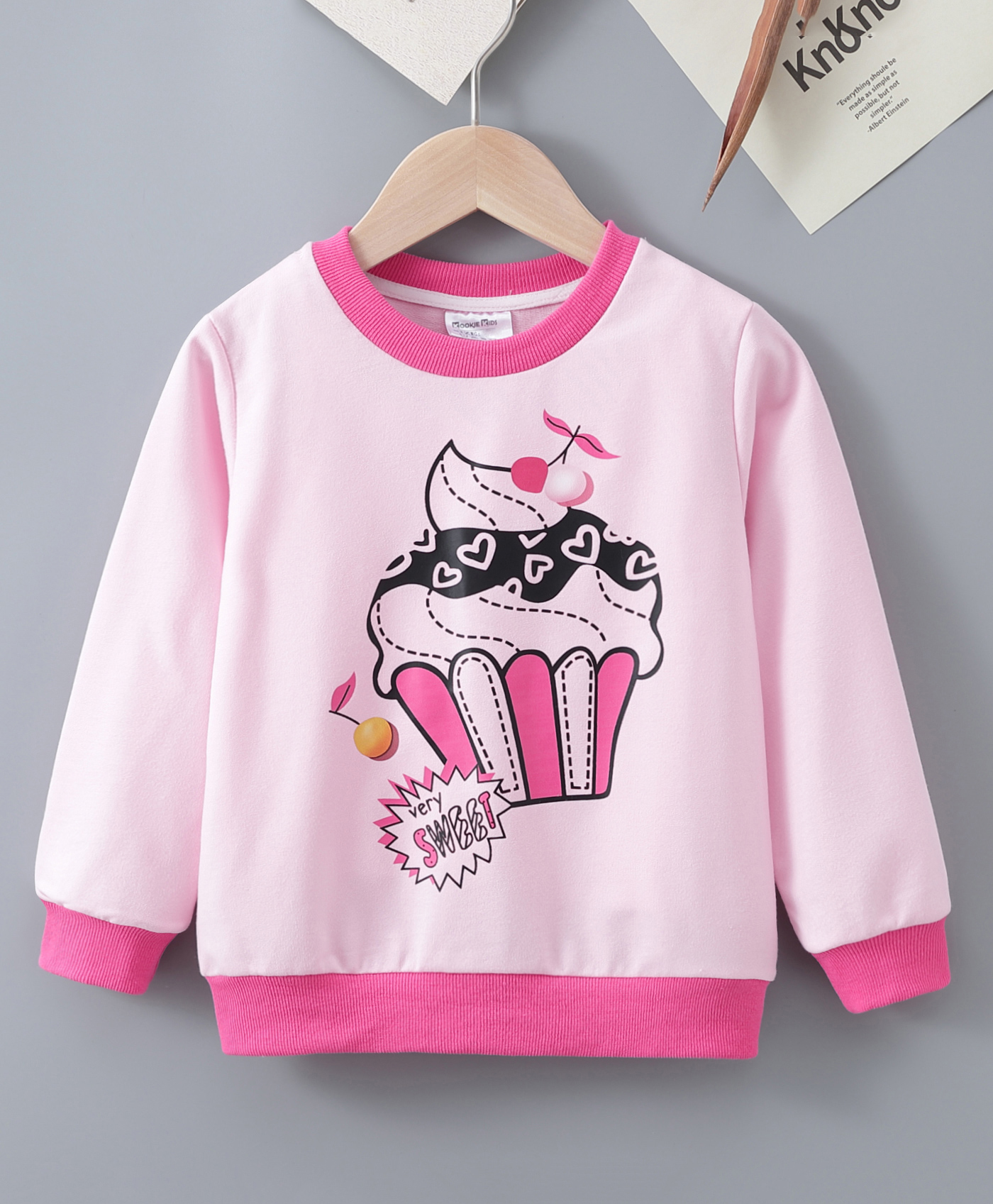 Kookie Kids Full Sleeves Sweatshirt Cupcake Print - Pink-picture-20