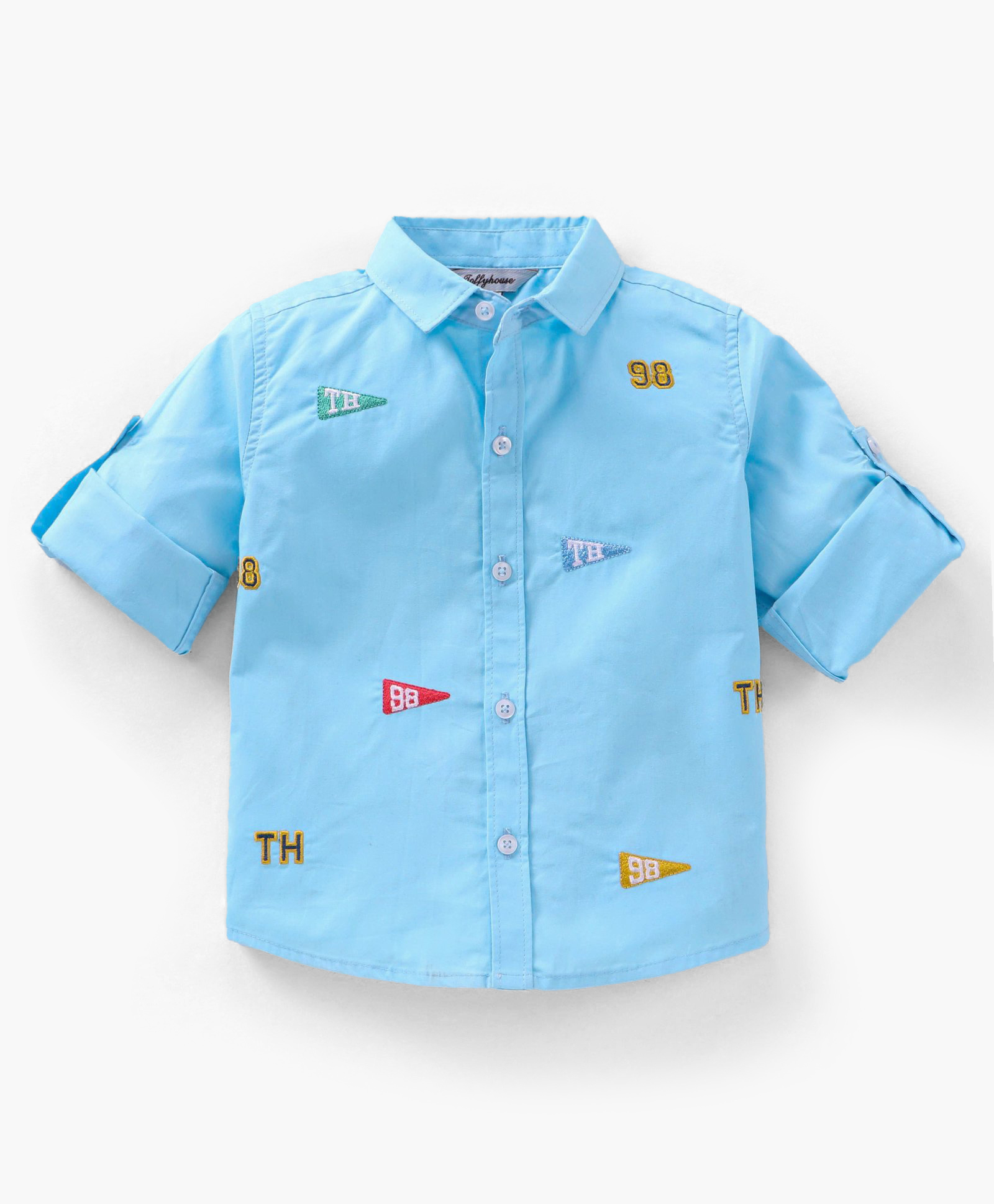 ToffyHouse Full Sleeves Shirt Text & Number Embroidery - Blue-picture-24
