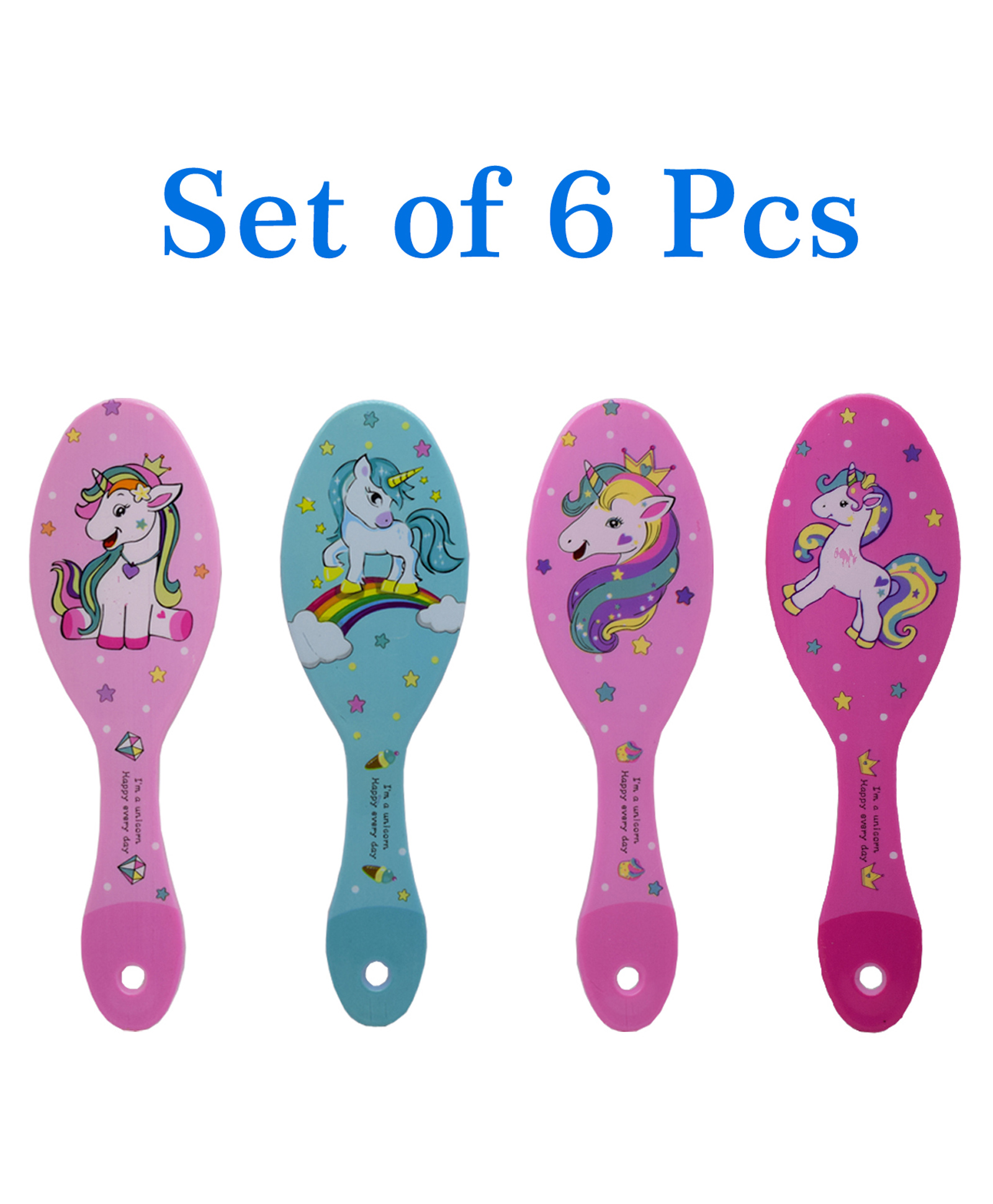 Asera Unicorn Theme Hair Brush Pack of 6 - Multicolor-picture-32