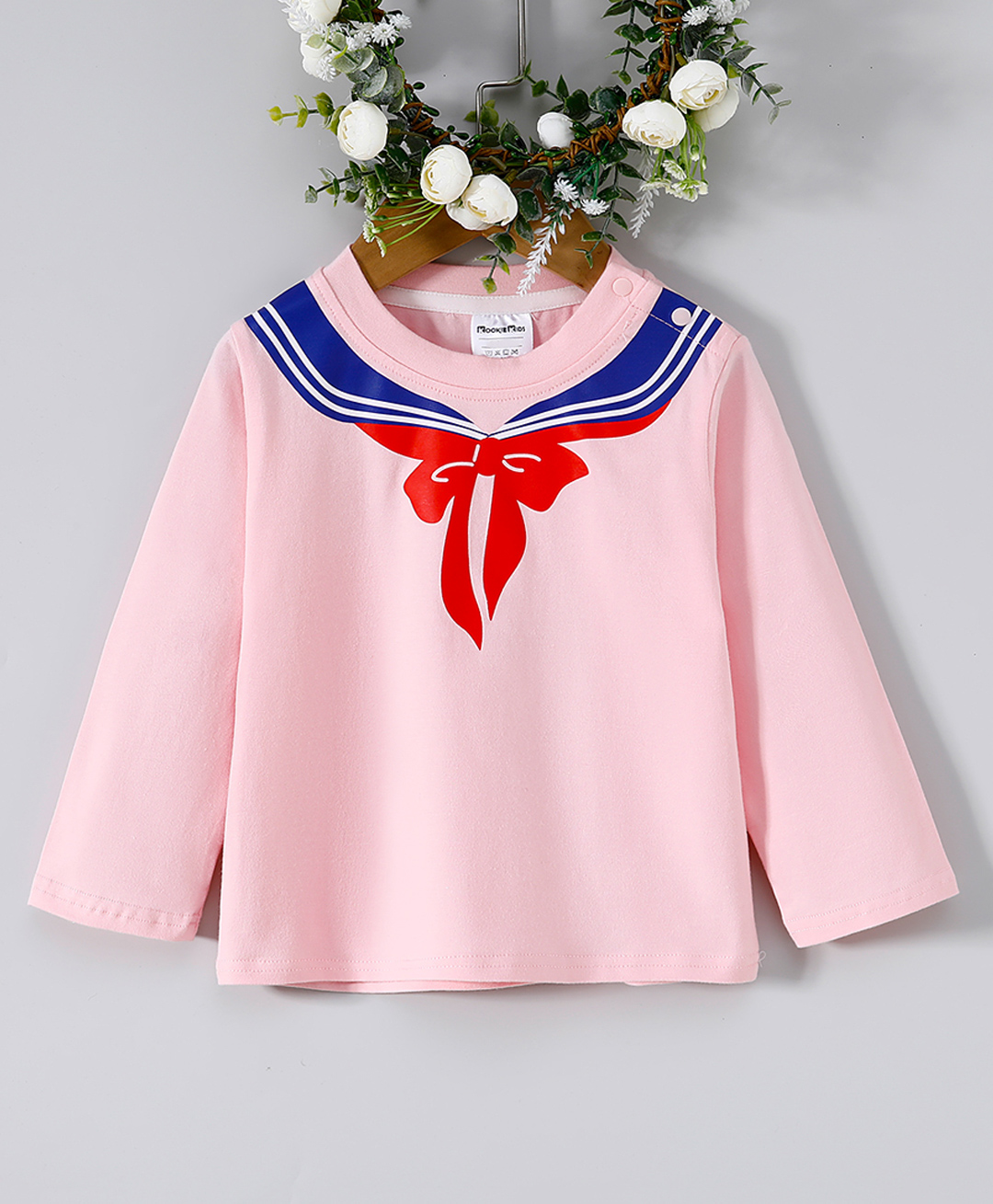 Kookie Kids Full Sleeves Cotton T-Shirt Placement Print- Pink-image-5
