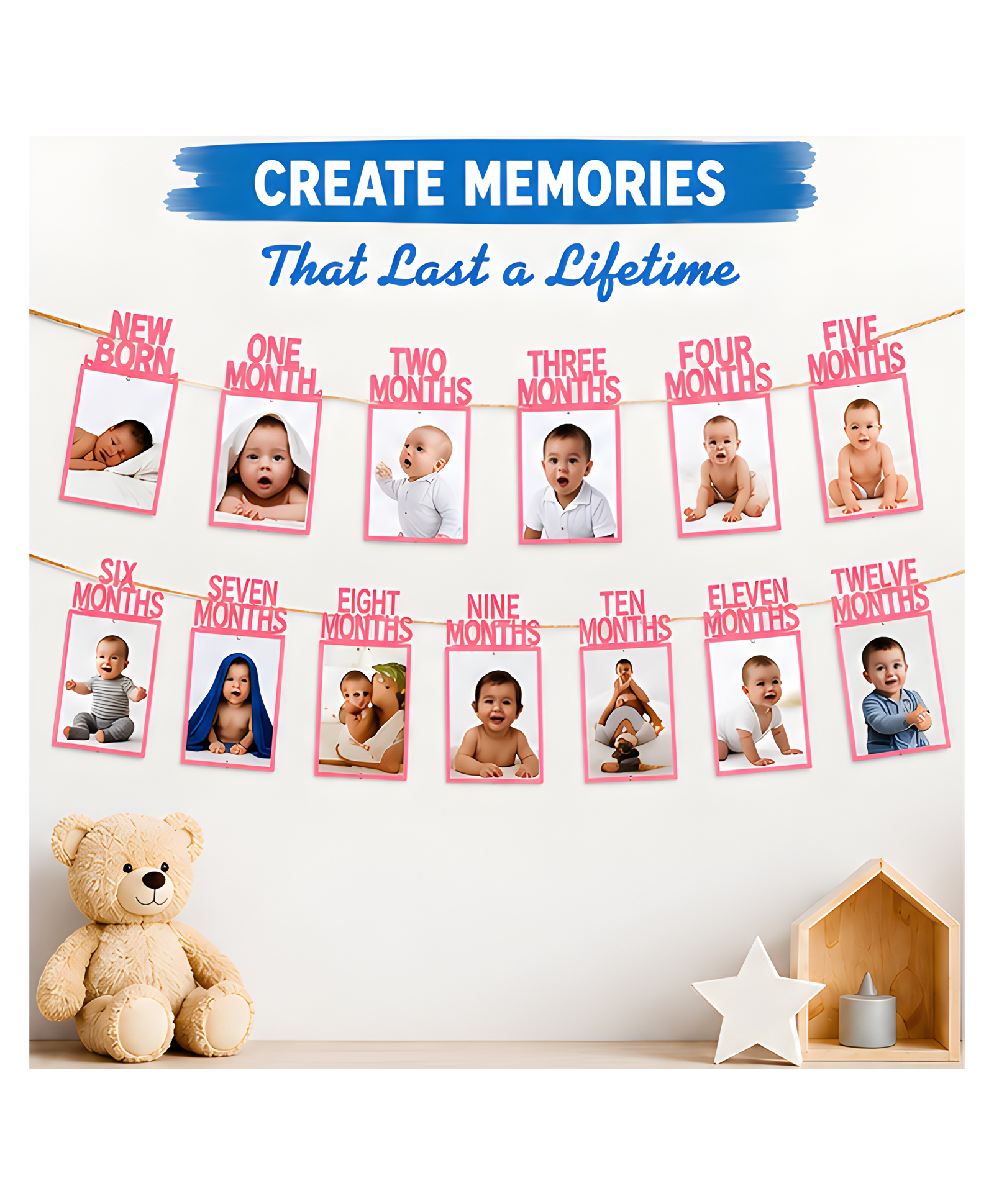 Bubble Trouble 1st Birthday Bunting Garl & Baby Photo Pink Banner Baby Photo Prop Party Bunting Décor Pink - Pack of 1-image-41