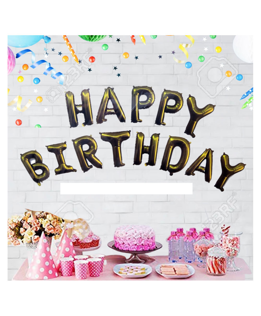 Bubble Trouble Happy Birthday Foil Balloon 16 Inch Mylar Foil Letters Sign Banner Bunting Reusable Ecofriendly Material Decorations & Party Supplies Crome Gold - 13 Pieces-image-40