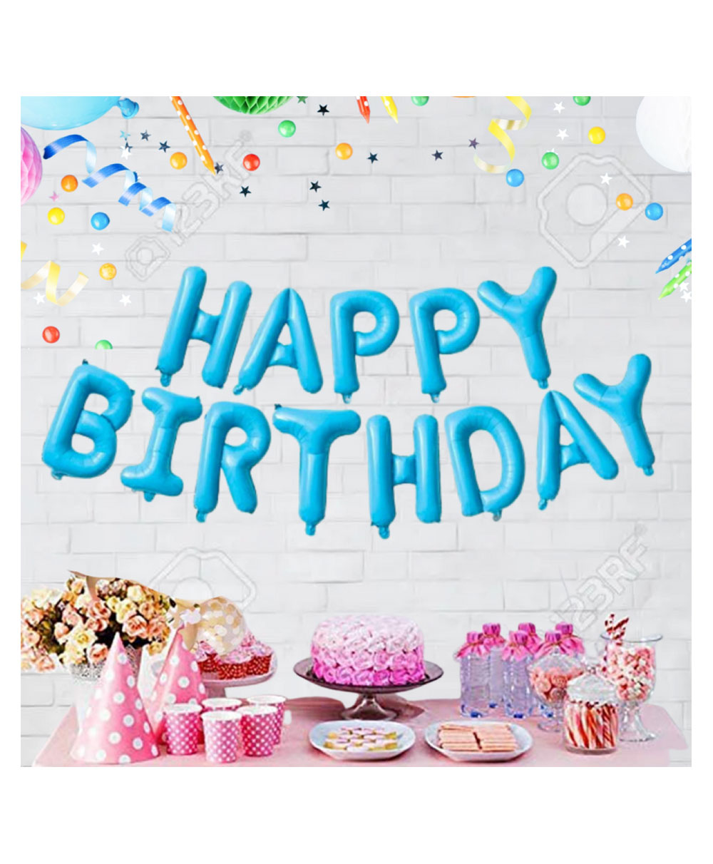 Bubble Trouble Happy Birthday Foil Balloon 16 Inch Mylar Foil Letters Sign Banner Bunting Reusable Ecofriendly Material Decorations & Party Supplies Blue - 13 Pieces-image-34