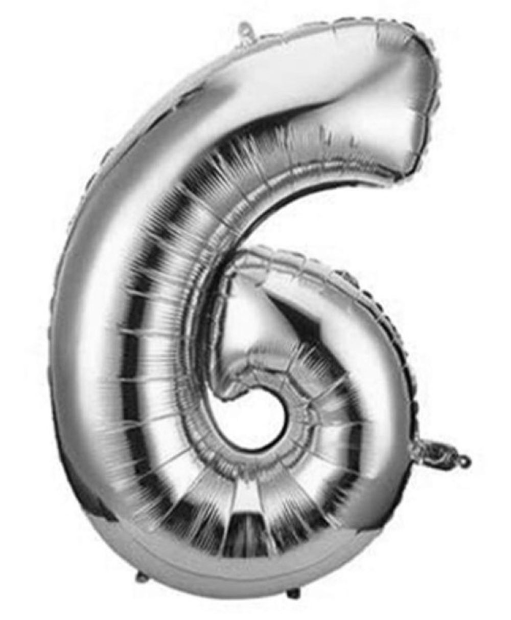 Bubble Trouble English Alphabet Letters Foil Letter Balloons for Party Decoration Number 6 - Silver-picture-21