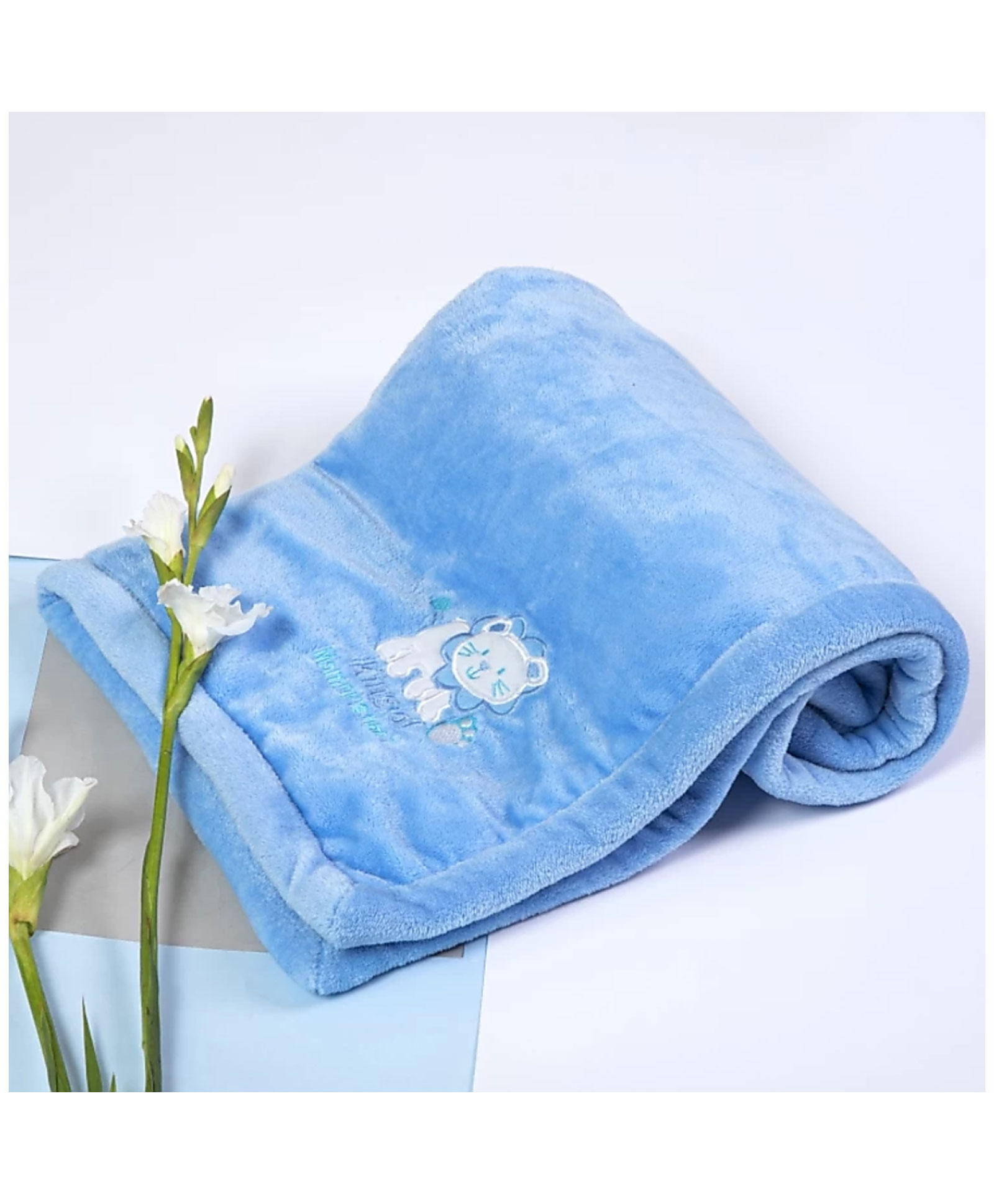 Brandonn Supersoft Double Layered Fluffy Mink Baby Blanket - Sky Blue-image-33