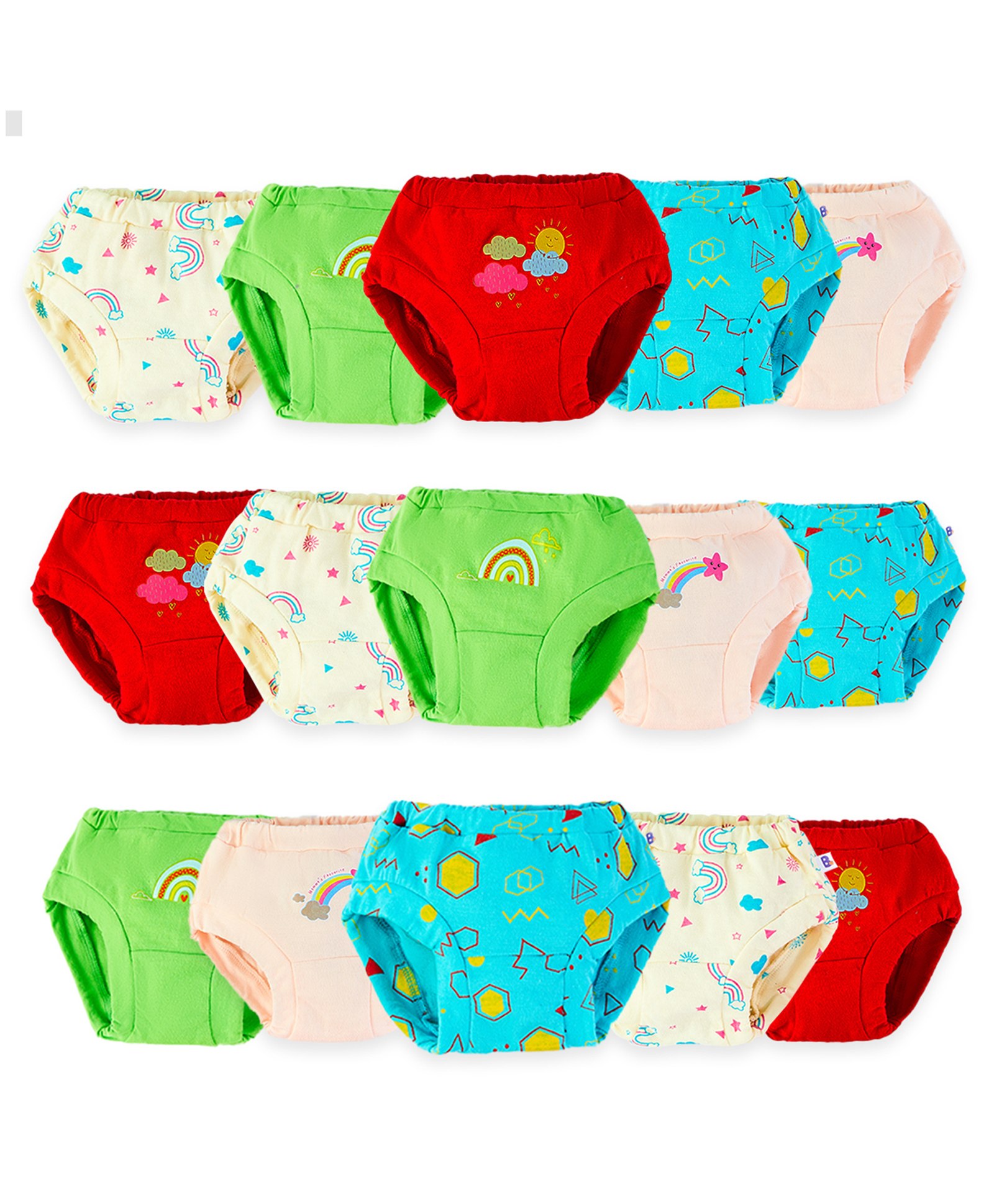 SuperBottoms Pack Of 15 Sun & Rainbow Printed Briefs - Multi Colour-image-46