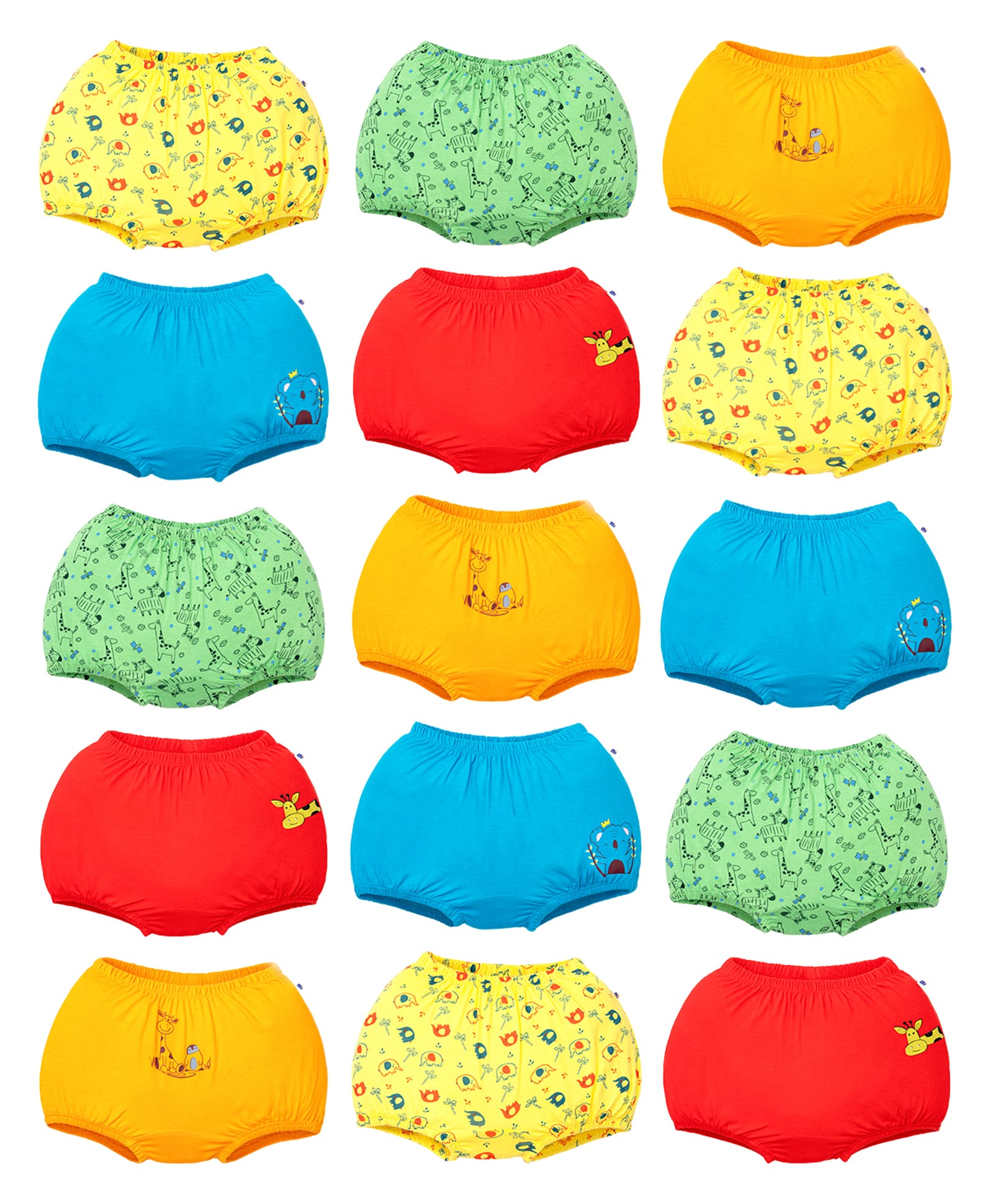 SuperBottoms Pack Of 15 Wonder Wild Printed Bloomers - Multi Colour-image-3