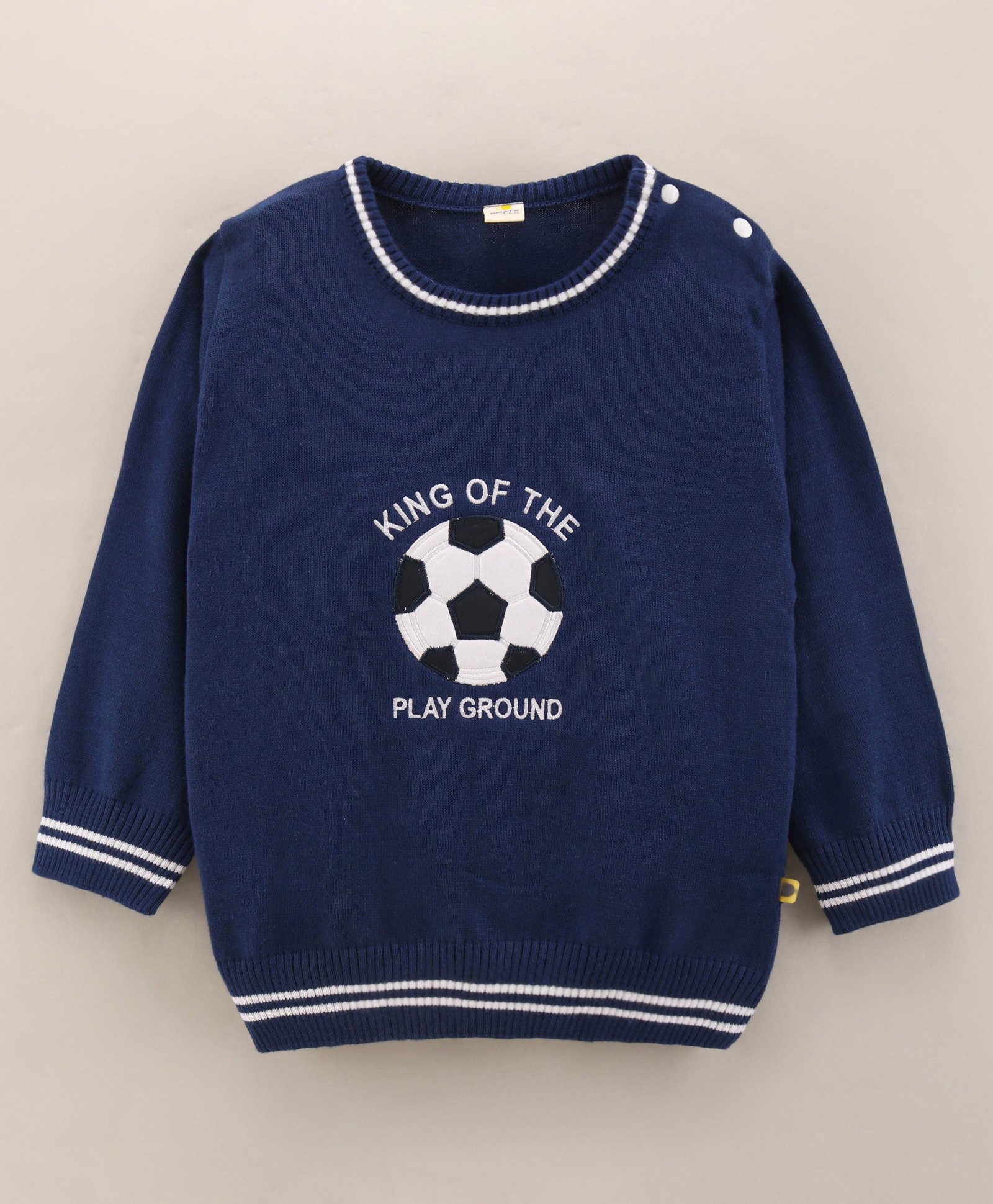 Brats And Dolls Full Sleeves Cotton Pullover Football Embroidered - Blue-image-49