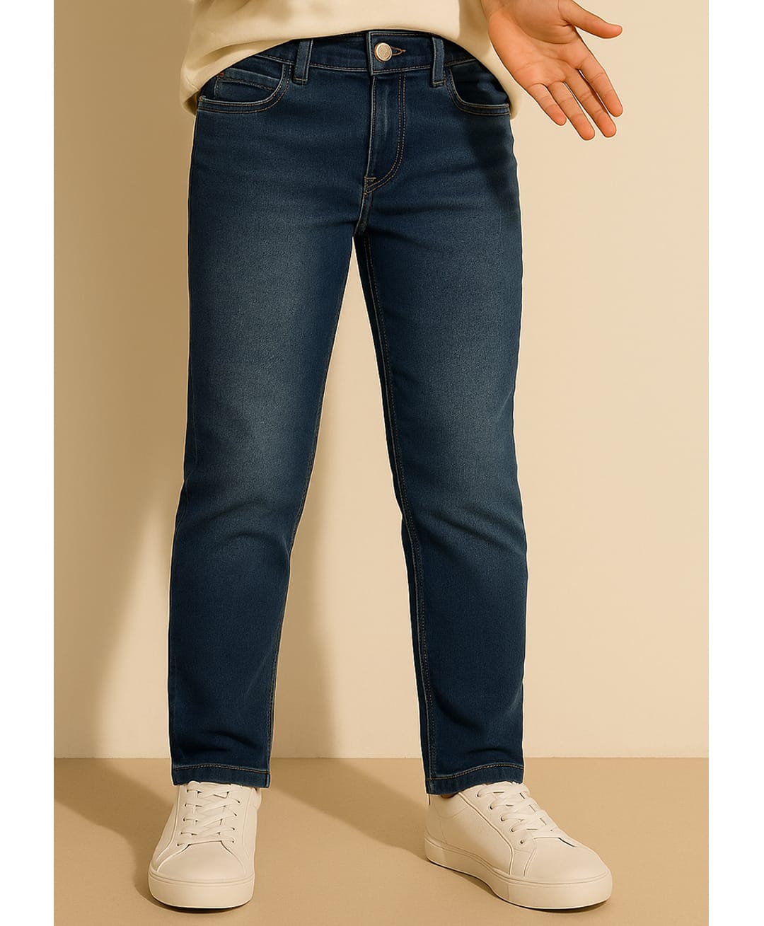 Tales & Stories Slim Fit Solid Jeans - Medium Blue-picture-11