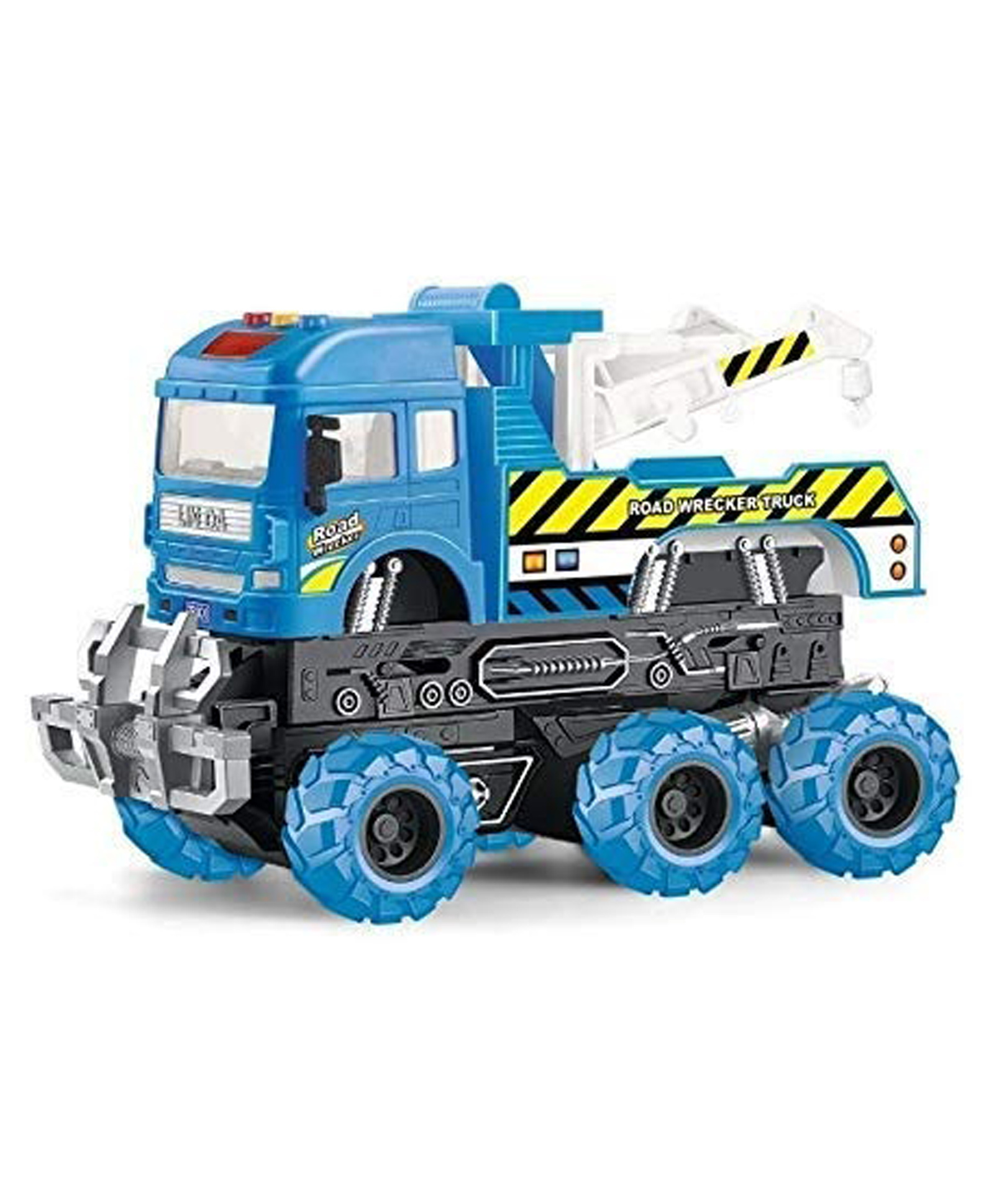 Vellique 6x6 Wheeler Super Tow Truck Toy 360 Rotate Barrels Friction Power Truck for Kids Toy - Blue-picture-12