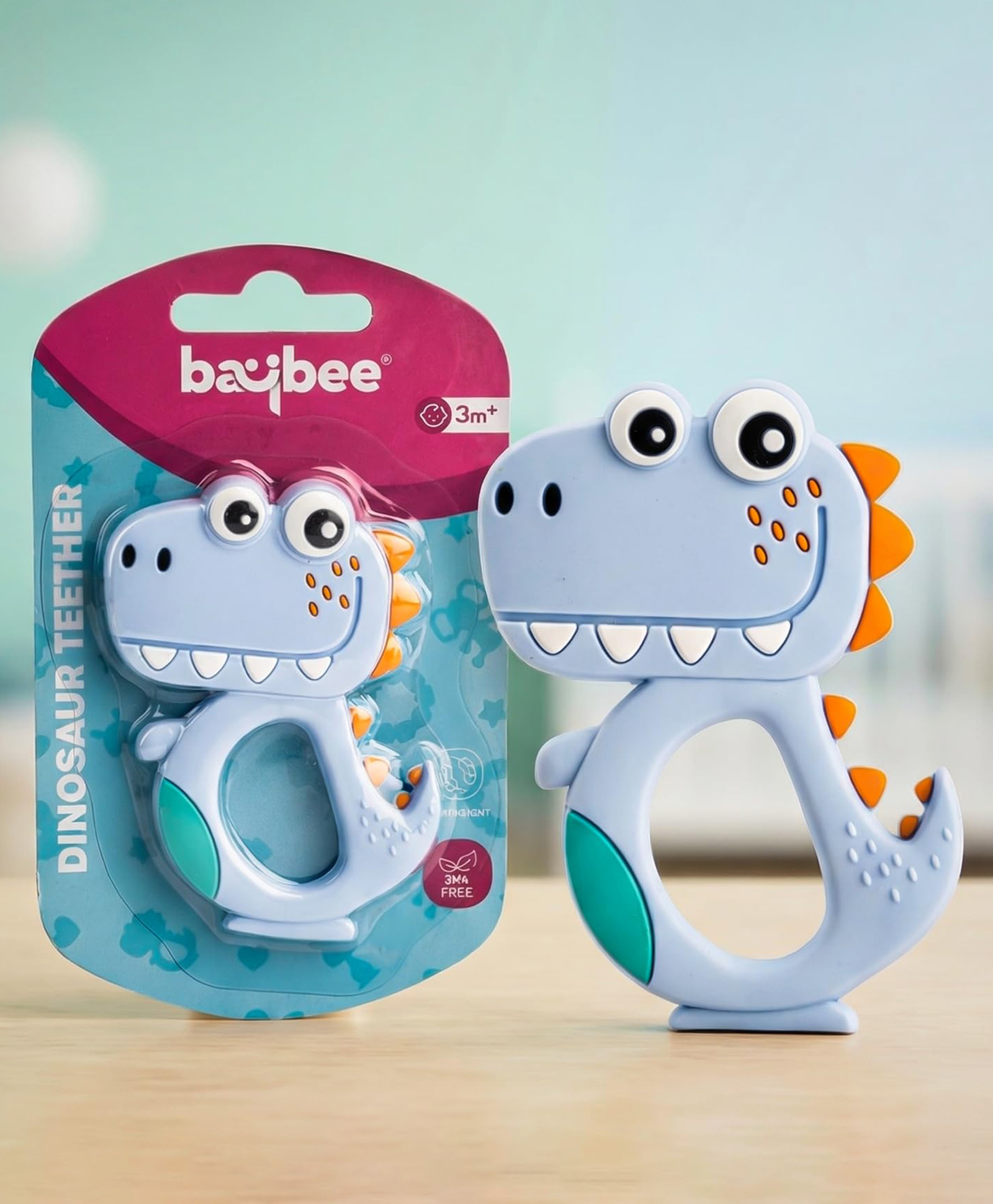 Baybee Dinosaur Shape Silicone Teether - Blue-image-30