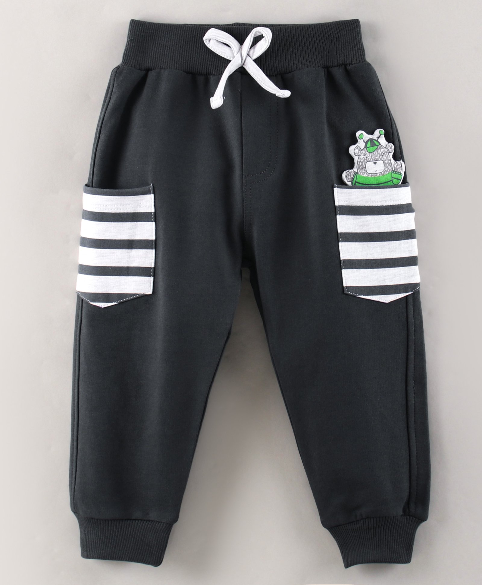 Mini Taurus Full Length Joggers Bear Patch - Grey-image-34