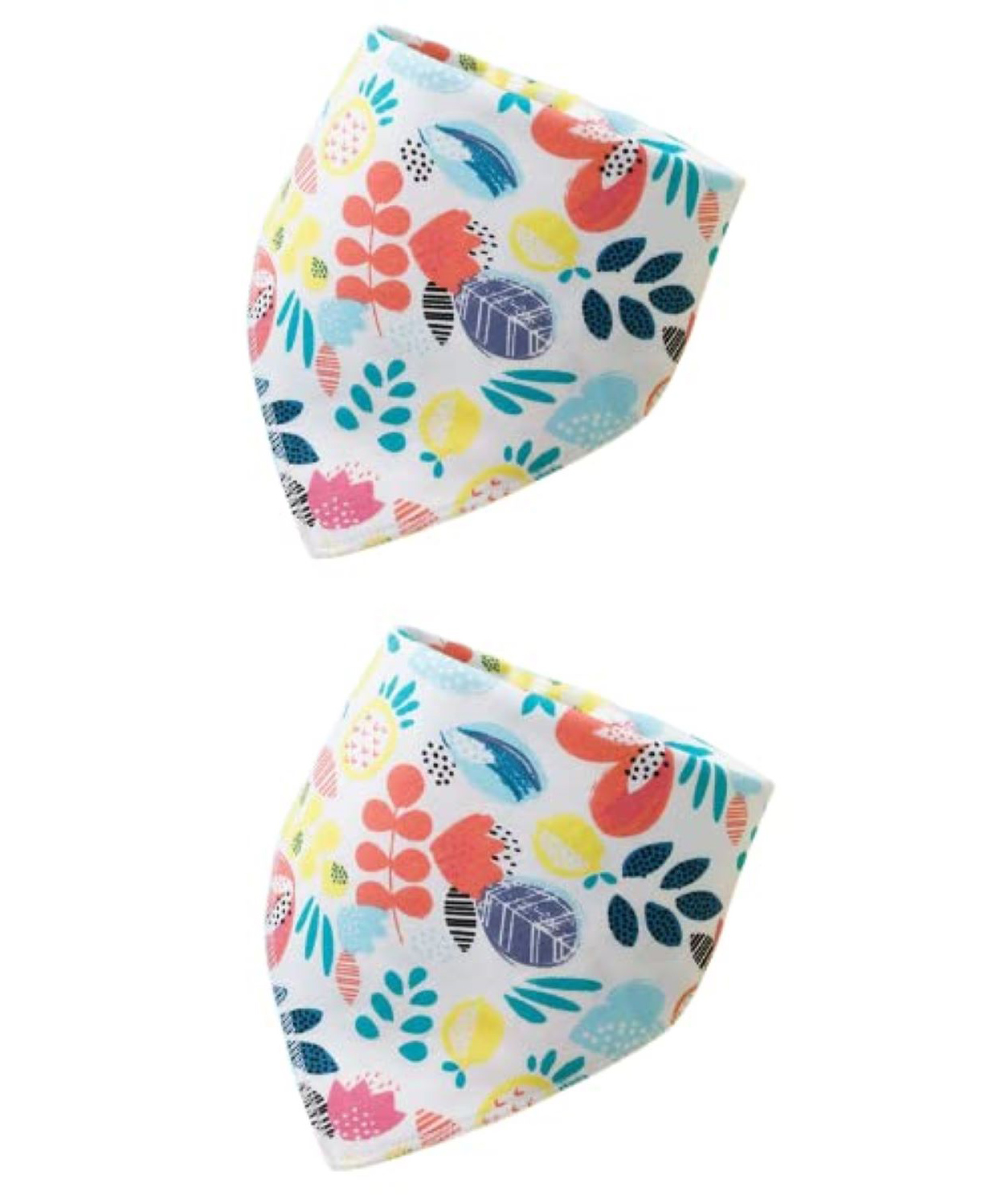 SYGA Triangular Cotton Bibs Adjustable Closure for Infant Toddler Floral Print Pack Of 2 - Multicolor-image-5