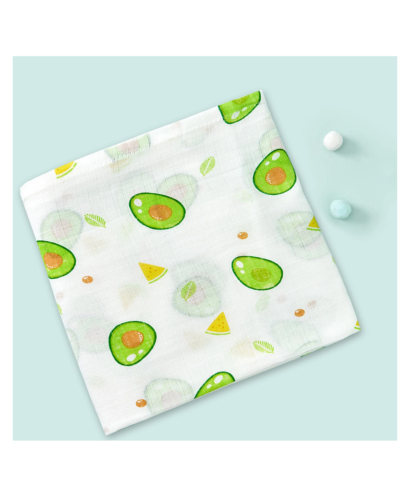 SYGA Baby Towel Avocado Print - White Green-image-24