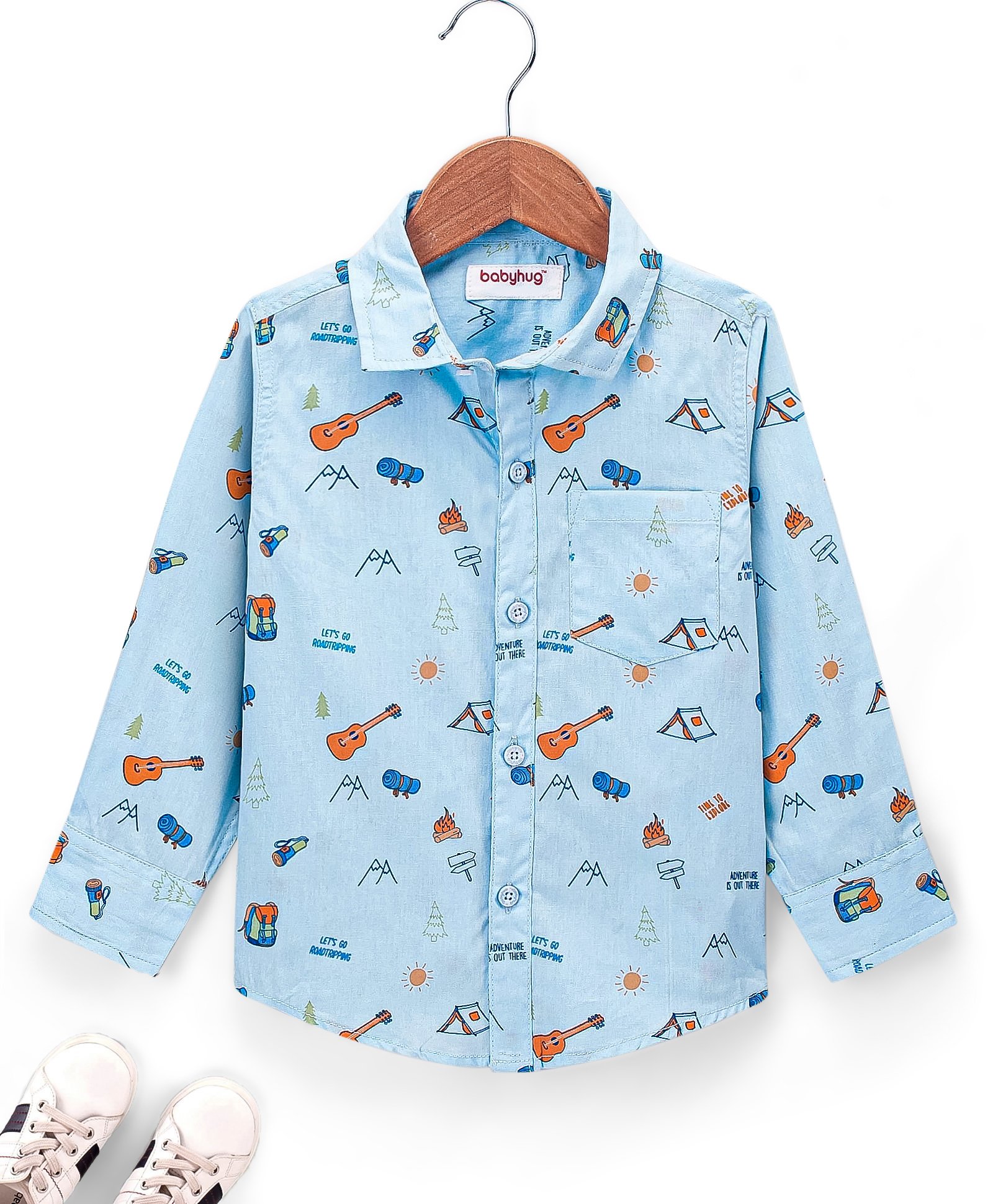 Babyhug Cotton Full Sleeves Shirt Guitar Print - Blue-picture-10