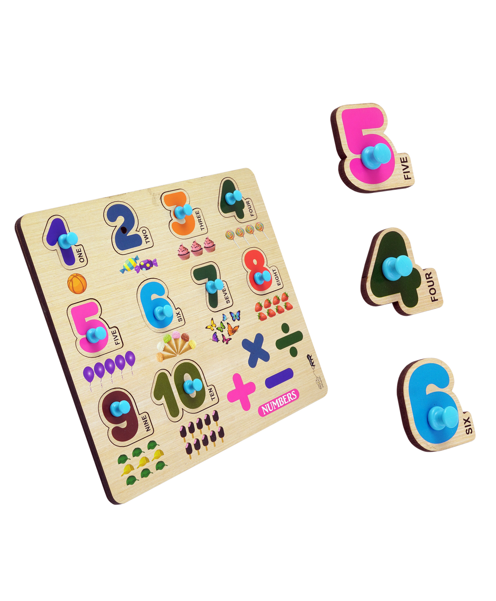 Mingkids 1 to 10 Numbers Alphabets Wooden Jigsaw Puzzles - Multicolour-picture-27