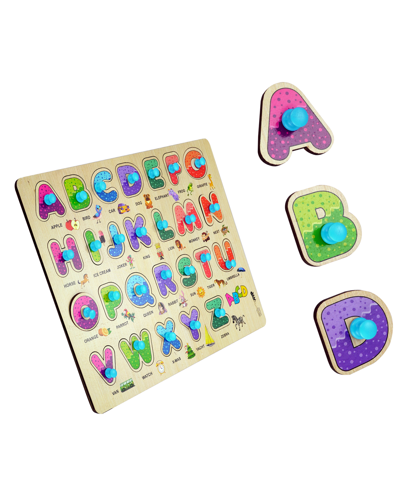Mingkids Kids Toys ABCD Alphabet Wooden Jigsaw Puzzles - Multicolour-picture-25