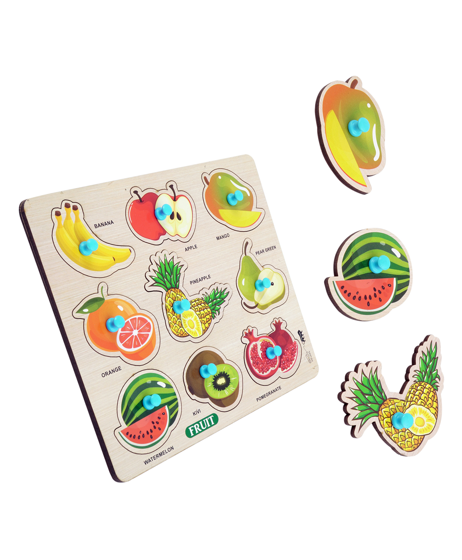 Lefan Fruit Wooden Peg Jigsaw Puzzles 