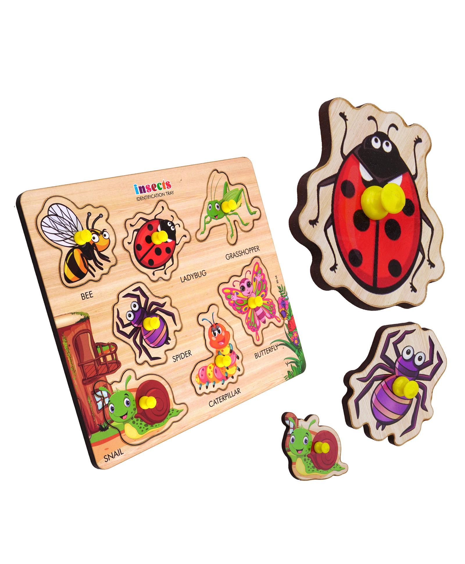 Mingkids Insects Wooden Puzzles Multicolor - 7 Pieces-picture-15