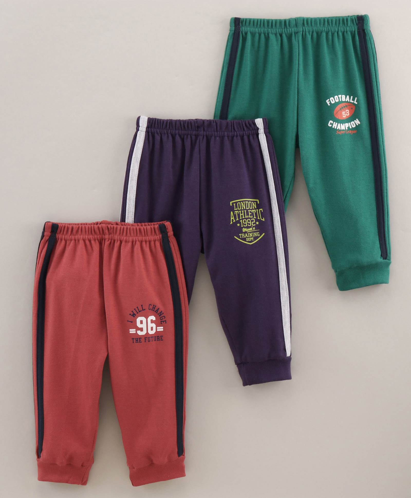 Zero Ankle Length Joggers Text Print Pack Of 3 - Green-image-36