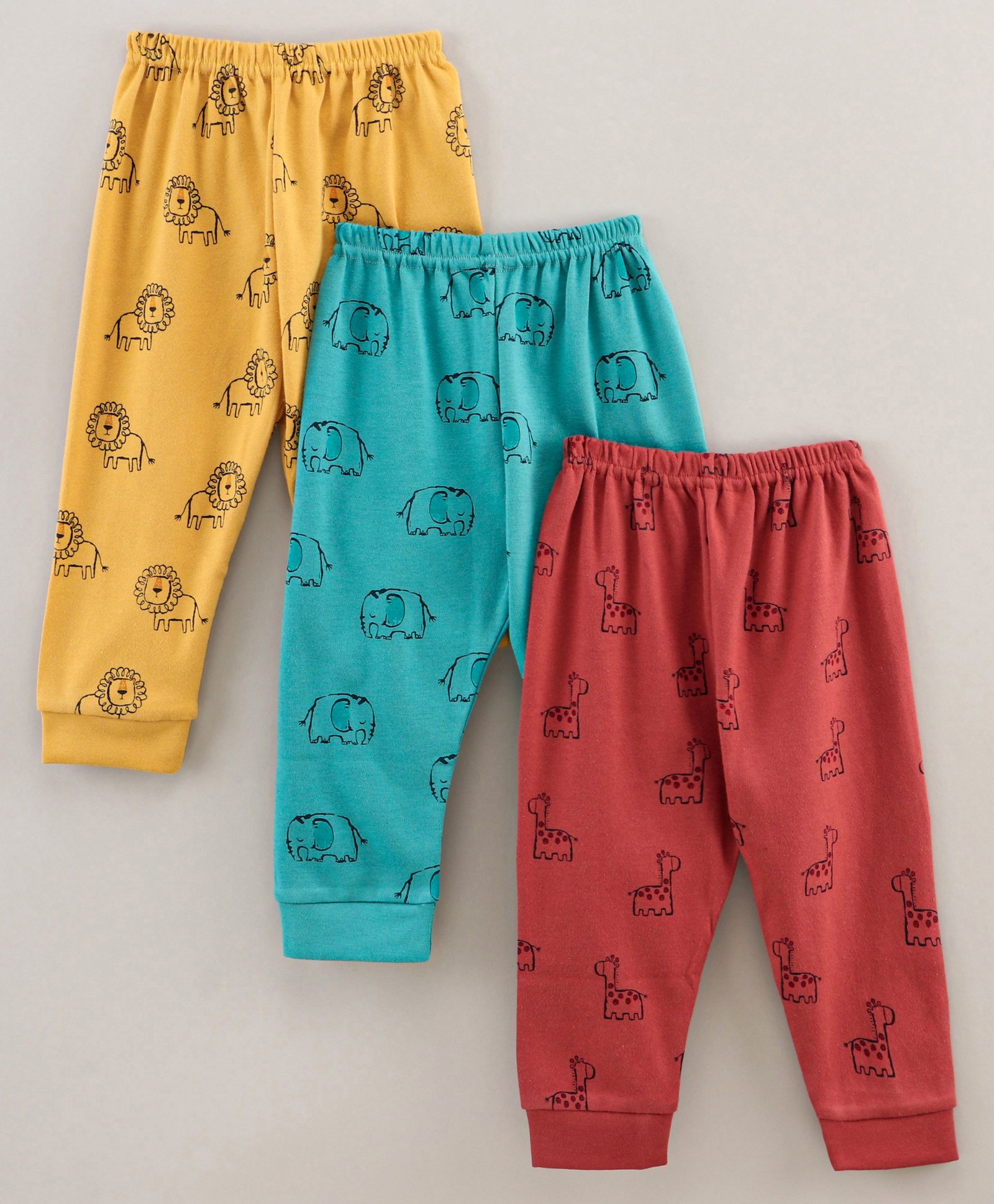 Zero Cotton Lounge Pants Full Length Animal Print Pack Of 3 - Multicolour-image-1