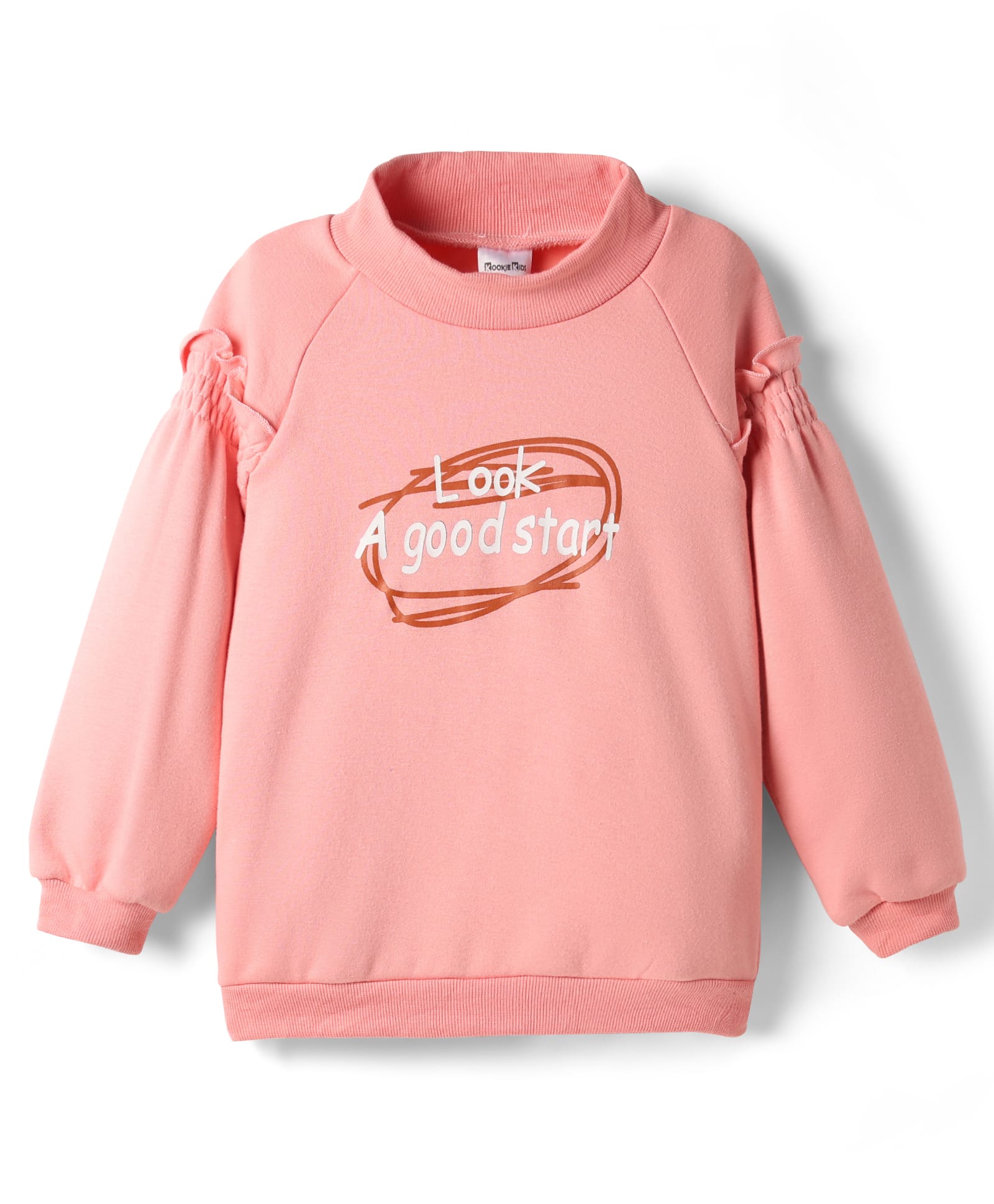 Kookie Kids Full Sleeves Winterwear Sweatshirt Text Print - Pink-image-44