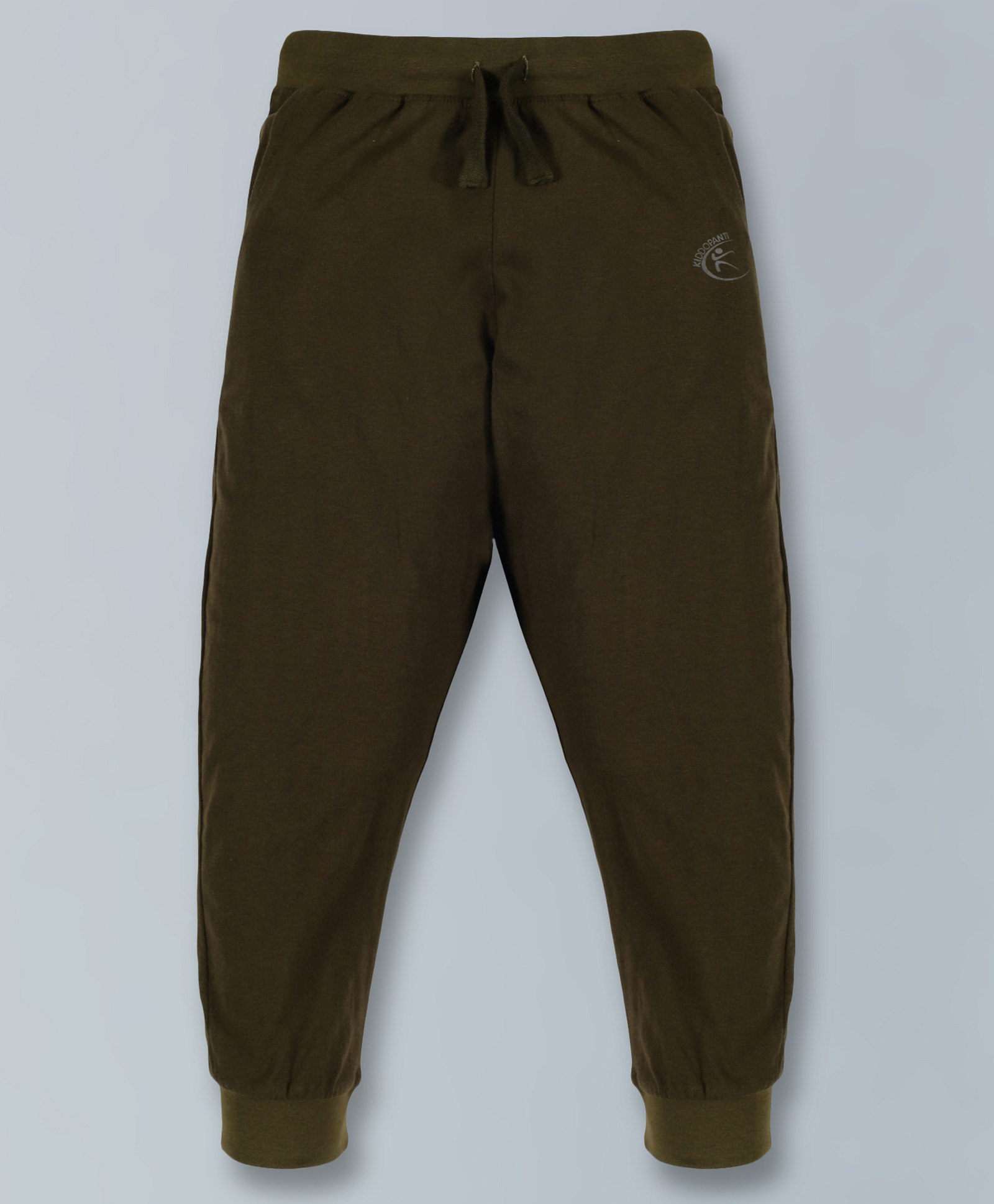 Kiddopanti Unisex Solid Track Pants - Military Green-picture-12